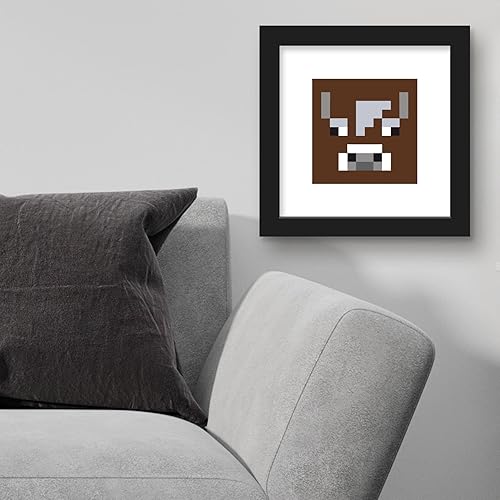 Miniatura 4 de Trends International Gallery Pops Minecraft Pixeles icónicos - Mobs - Arte de pared de vaca, versión enmarcada en negro, 12 x 12 pulgadas