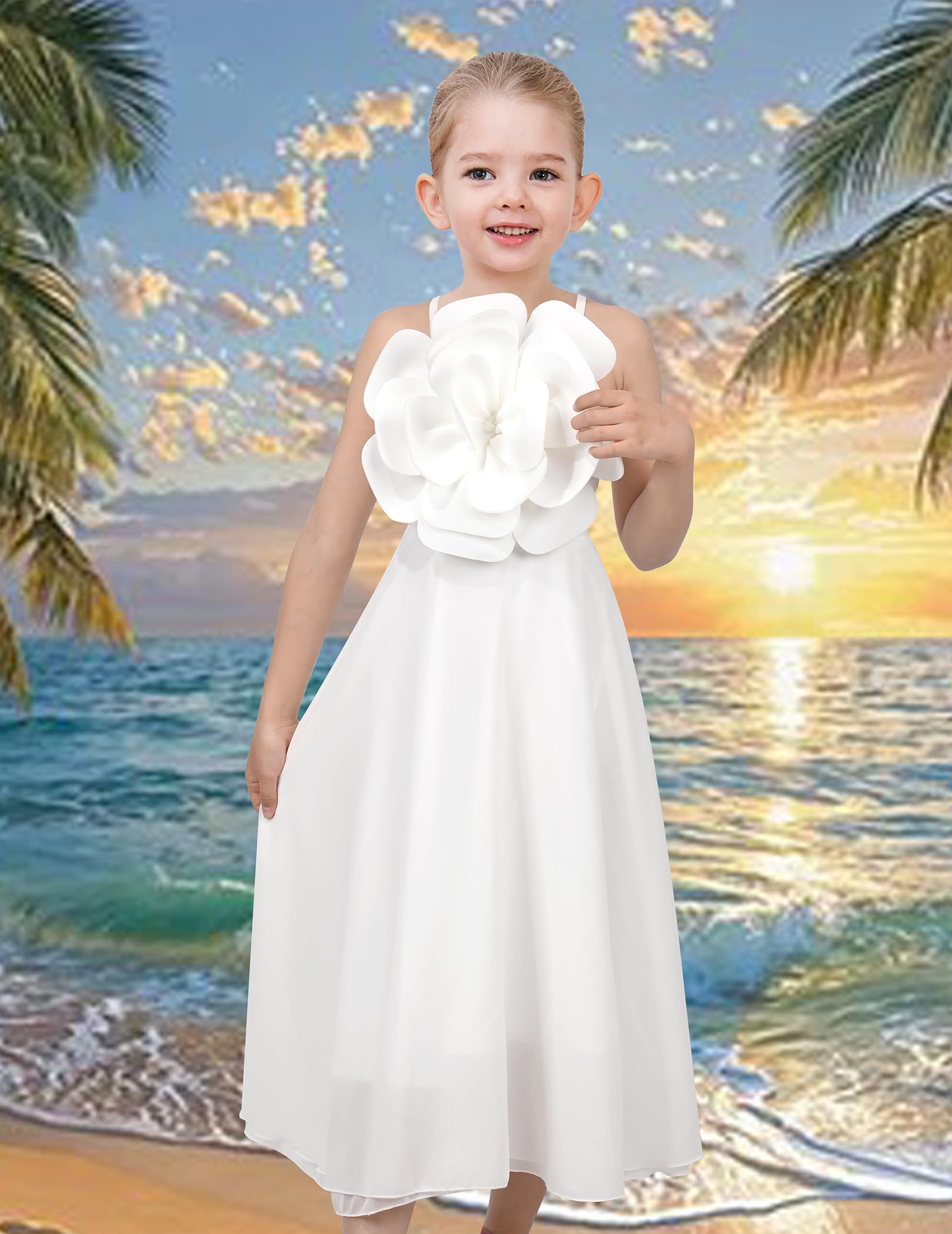 Sunny Fashion Vestito Bambina Fiore Criss Cross Formale Nozze Evento Comunione Pageant 7-14 Anni