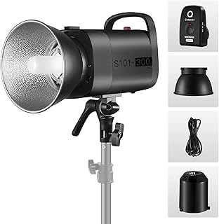 NEEWER S101-300W PRO Studio Monolight with 2.4G Q Trigger, All Metal 300Ws GN58 5600K Strobe Flash with Adjustable Modeling Lamp/Bowens Mount for Product Portrait Wedding Photography
