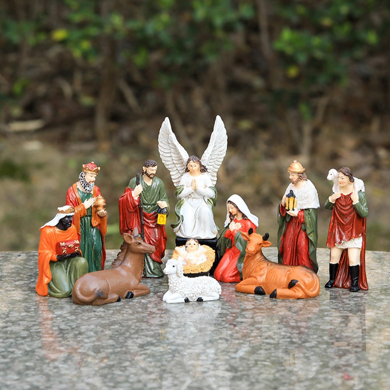 Figurka Świętej Rodziny, zestaw figurek z żywicy, 10 x zestaw | figurek scen stołowych, szopka bożonarodzeniowa, artykuły kolekcjonerskie, miniatury, dekoracyjne akcesoria rzemieślnicze