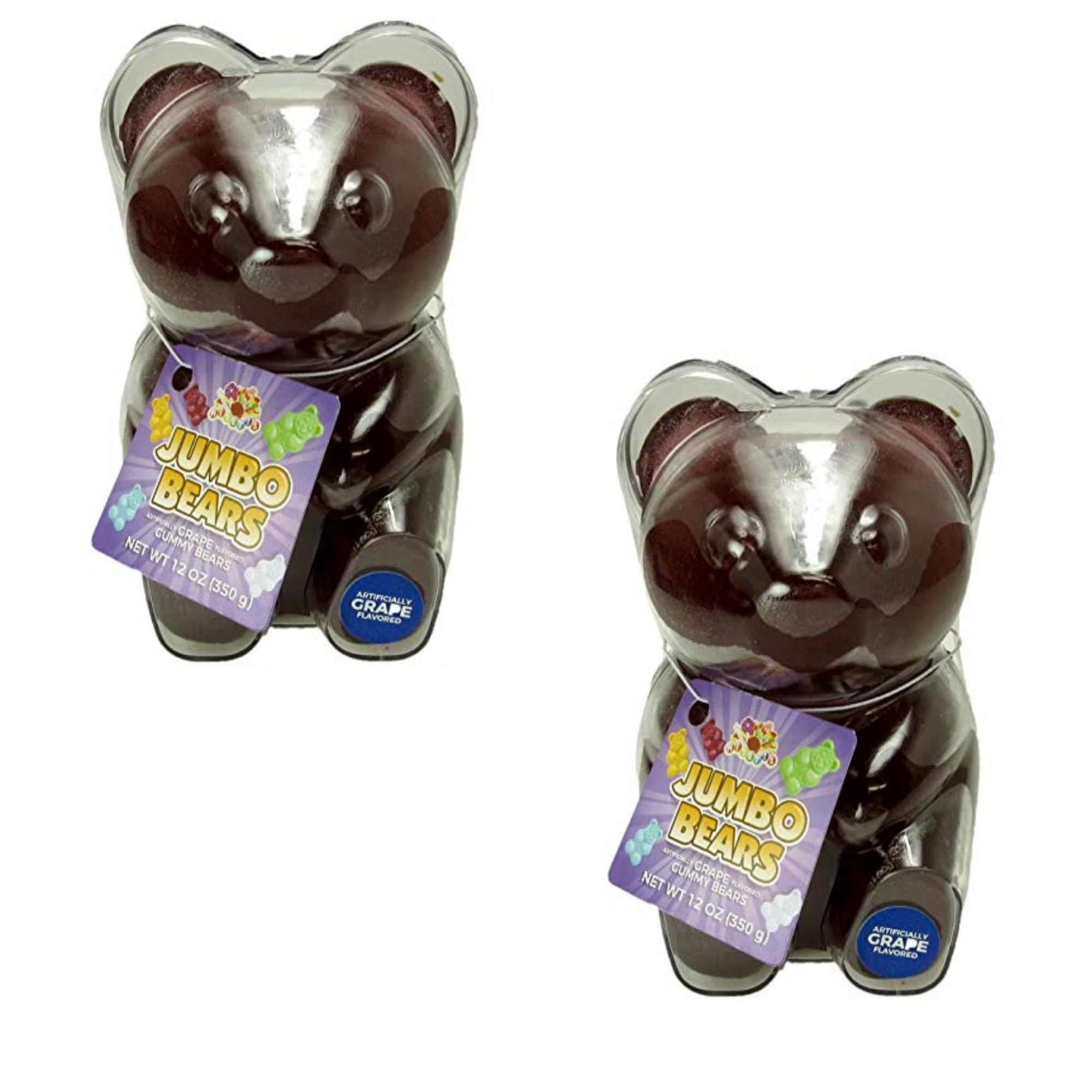 Jumbo Gummy Bears - Pack of 2 - Grape Flavored - Start a New Tradition this Holiday Season - Smiling Sweets - Delicious Flavor and Fun for the Whole Family