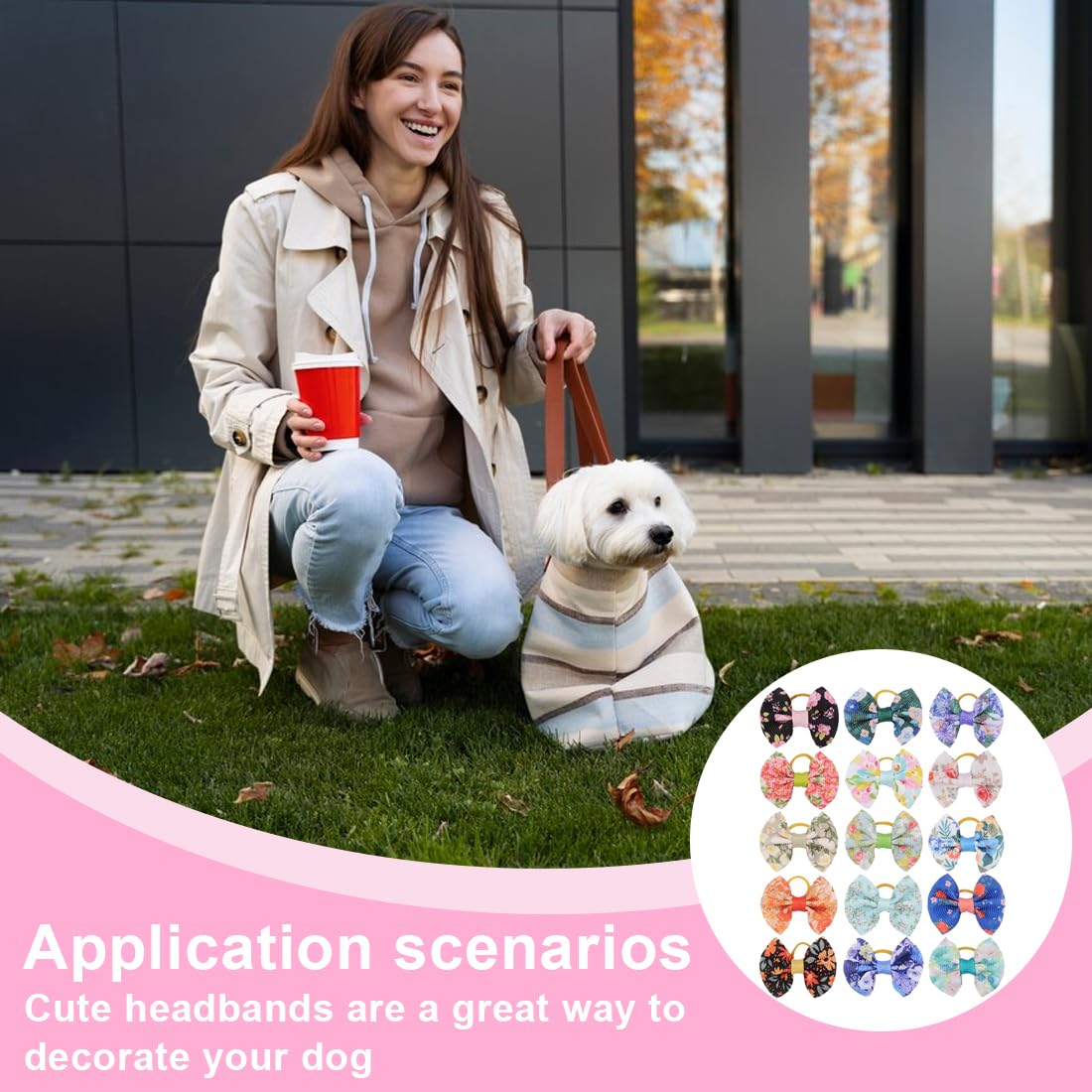 20pcs Petits Nœuds pour Poils de Chien avec Élastiques, Élastiques Nœud pour Chien Plusieurs Styles Dog Bow Accessoires Toilettage Mignons pour Une Utilisation Quotidienne Pendant les Vacances