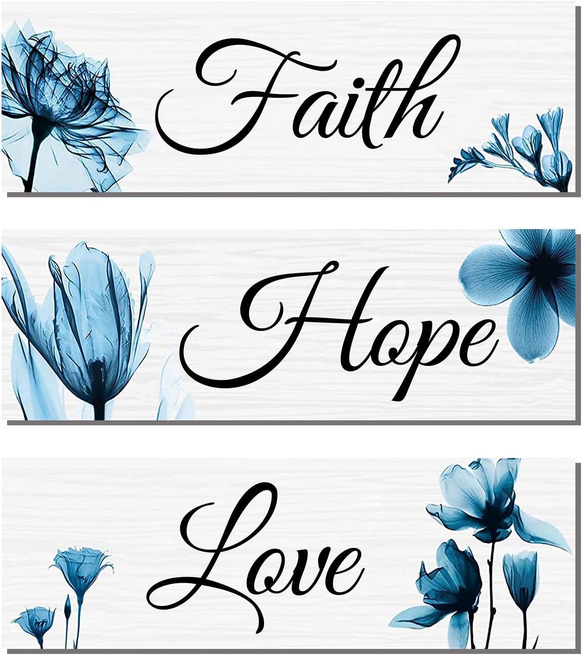 KIYIYZER 3 Piece Home Decor Inspirational Wall Decor Blue