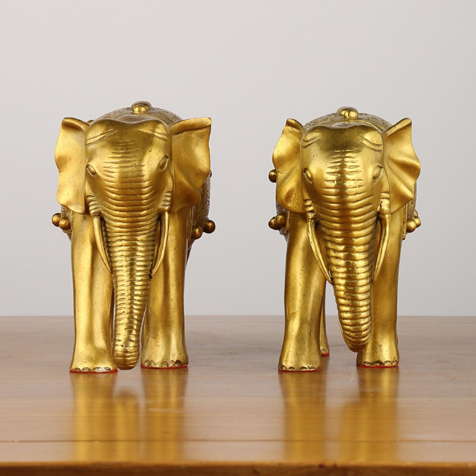 Szczęśliwy słoń Para posągów, wyjątkowa figurka Feng Shui Home Decor | Dekoracja słonia, ozdoba do salonu, półka na stół i dodatki biurowe, mosiądz do przyciągania bogactwa