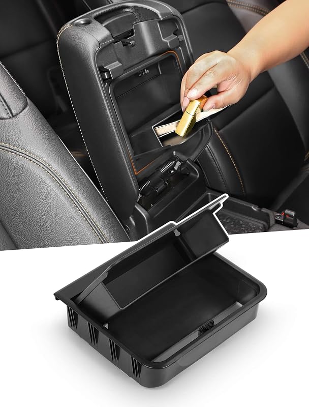 Organizador Oculto para Console Central Savadicar One-Touch em ABS Preto para Jeep Wrangler JL 4xe e Gladiator JT, 1 unidade