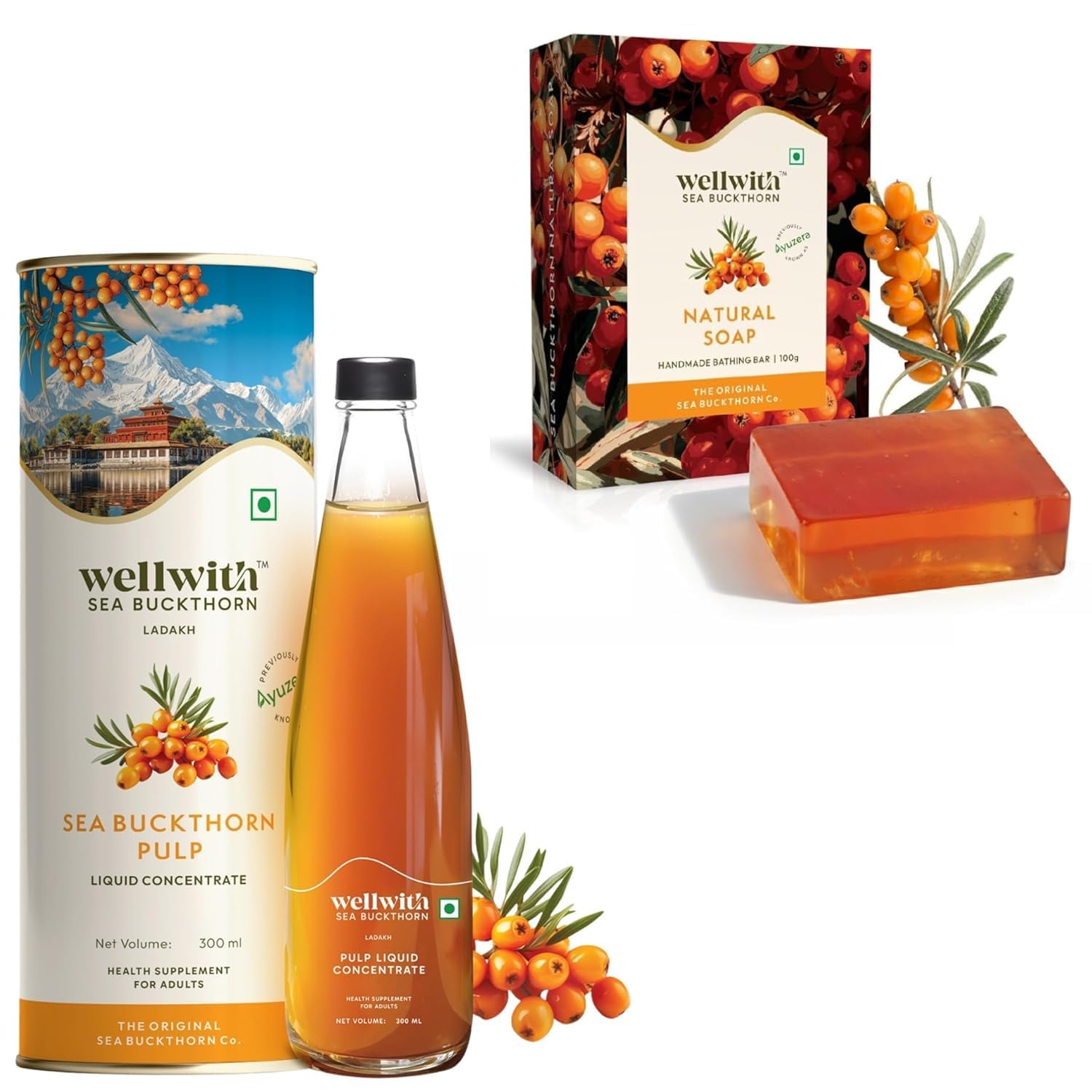 Wellwith Himalayan Sea Buckthorn Pulp Juice 300ml + Seabuckthorn Natural Soap | Rich in Vitamin C, Antioxidants, Liquid Supplements | Makes up to 50 Glass Juice (300 ml (Pack of 1))-image-15