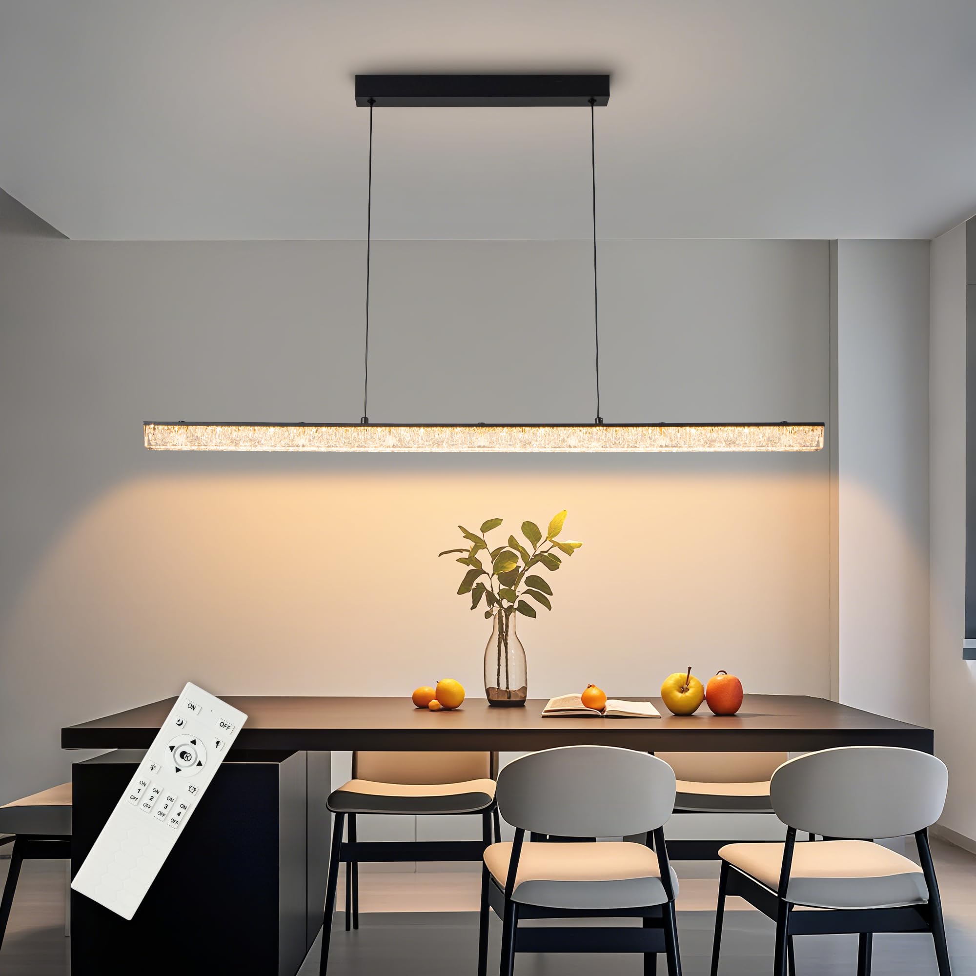 100 CM Lámpara Colgante LED Moderna Regulable 3000K-6000K 40W LED Lampara Techo Colgante Lamparas de Techo Mesa de Comedor, Con Control Remoto Brillo Ajustable Lampara Colgante Comedor | Lámpara de comedor LED colgante con mando a distancia, lámpara de sa