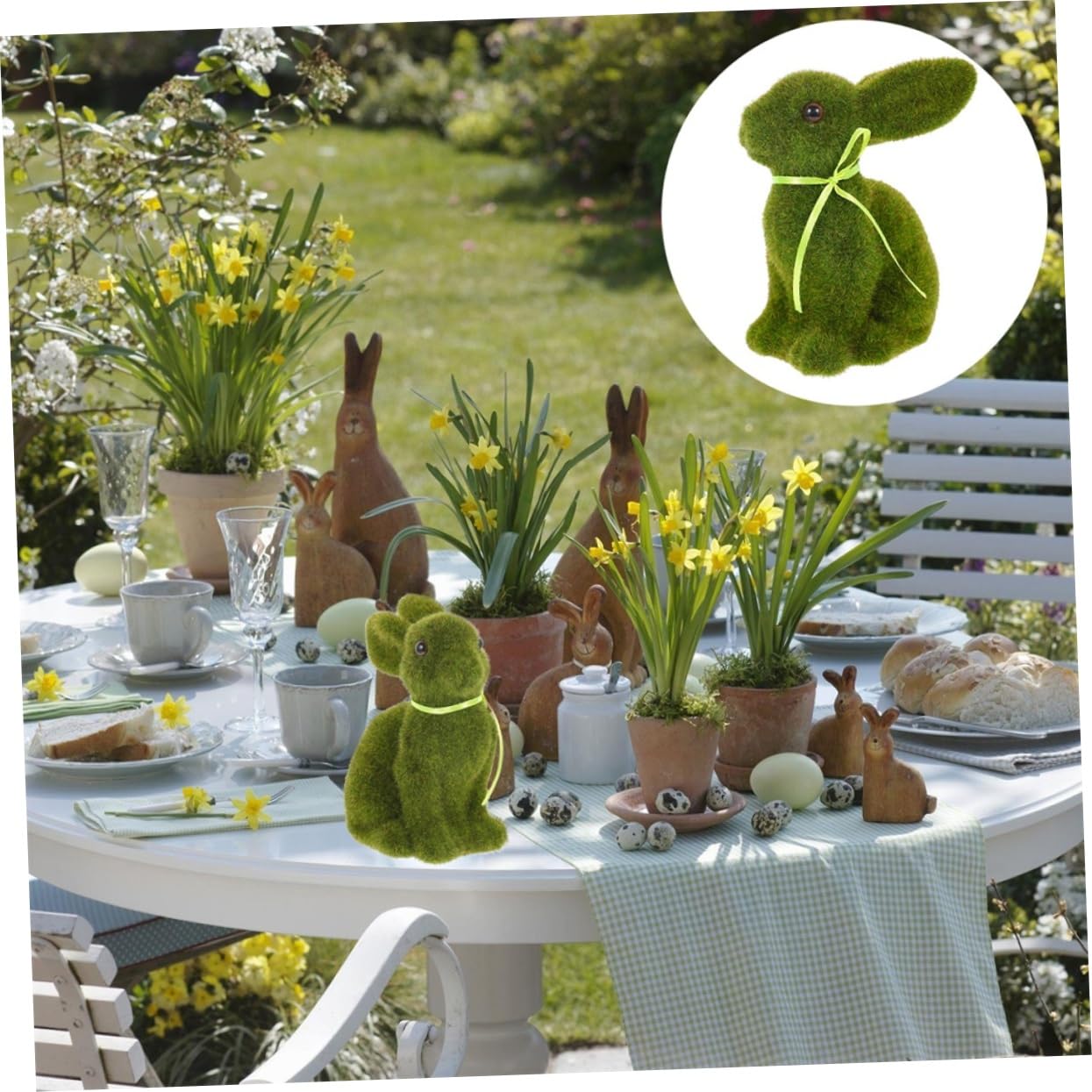 YARNOW 2 Ensembles Lapin Floqué Foins Lapin De Bureau Décoration De Hamster Figurine Accessoires pour Cochons d'Inde Verser Art Topiaire Lapin De Terrarium Multi Mousse Green 4 Pièces * 2