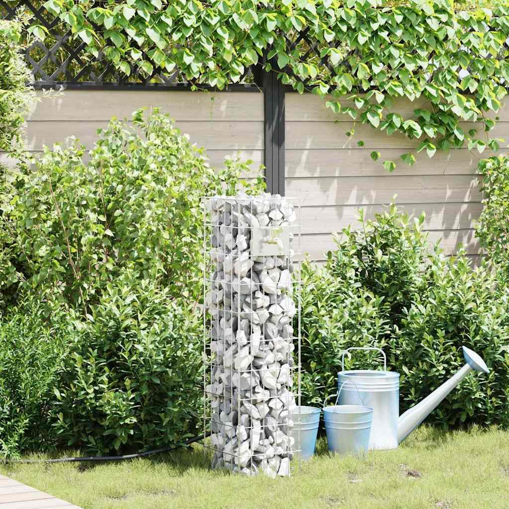 Gaviones grifo plateado de acero inoxidable 25 x 25 x 100 cm resistente a la intemperie para jardín, terraza, balcón con fácil montaje, ideal para regar plantas, césped y bancal elevado