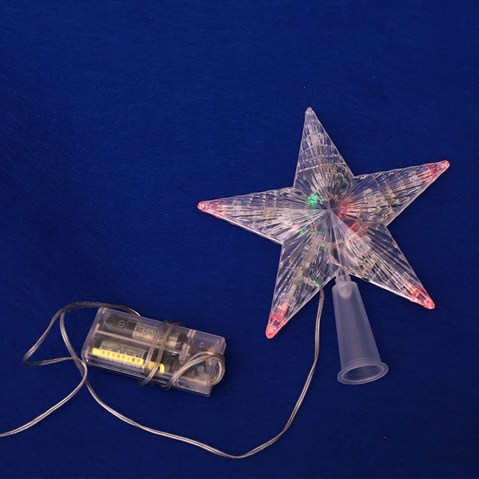 5 Puntali Albero Natale A Stella Dorata - Decorazioni Natalizie In Plastica 13x13 Cm