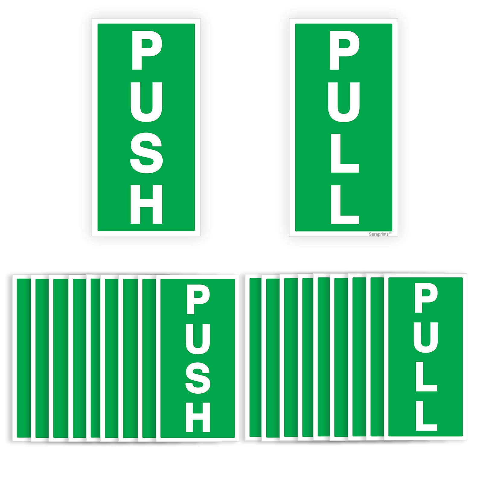 Pack of 10 Push Pull Door Sign Sticker Self Adhesive (180 x 90 mm) Push and Pull Signs for Doors Waterproof Stickers
