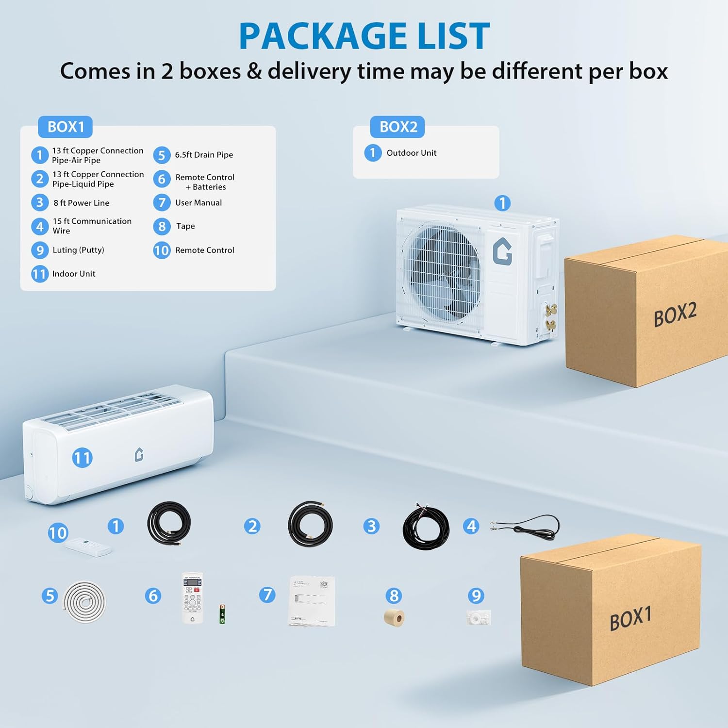 Mini Split Air Conditioner 9000 BTU with 18.5 SEER2 Efficiency, Smart Split Unit AC Cooling/Heating Up to 450 Sq.Ft, Inverter Tech Ductless Air Conditioner with WiFi & Remote Control SEER2 18.5, 9000BTU, 230V image 8 of 9 B0FK4HHNLM