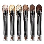 LUXAZA PRO Gold Eyeshadow Stick Makeup Set 6PCS, Neutral Shimmer And Matte Cream Eye Shadow Palette, Metallic Bronze Smoky Eyeliner Brightener Crayon Pencil Kit, Ideal Gift for Women -Golden Amber