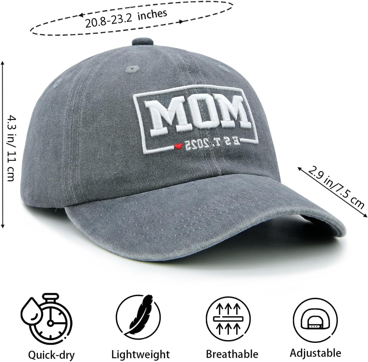 Funny Mom and Dad Est 2025 Hats, Gifts for New Parents, New Mom and Dad Hats, 3D Embroidered Adjustable Baseball Cap - Image 6