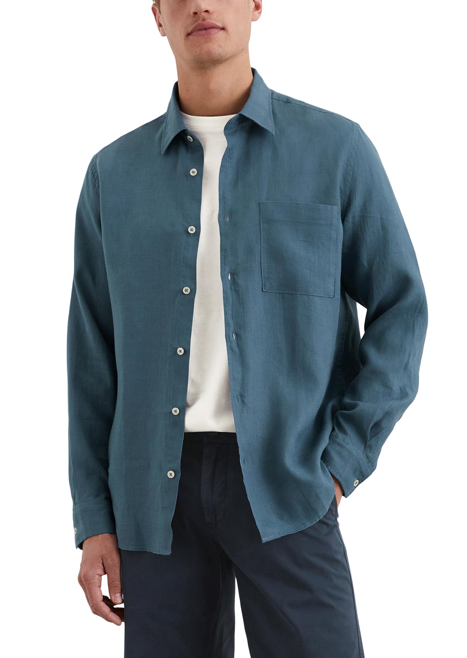 Marc O'Polo Herren Leinenhemd Langarm Regular Fit