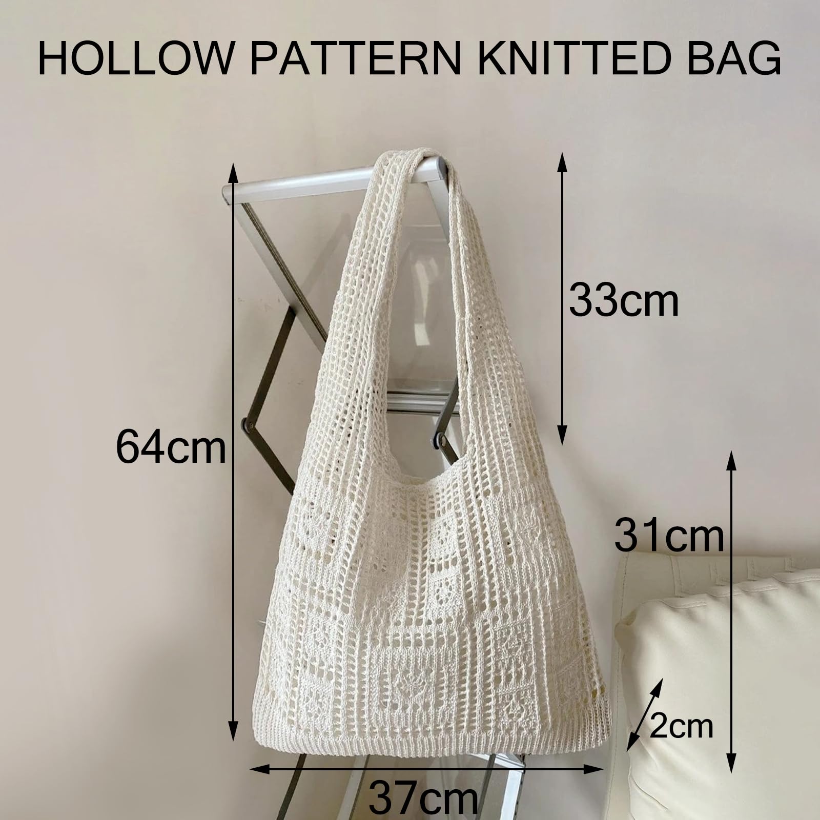 JSTHHTT Borsa a Tracolla Da Donna Lavorata A Maglia, Borsa Da Spiaggia, Borsa Tote in Rete Pieghevole, Casual Tote Large, Weave Handbag, per Lavoro, Viaggio, Vacanza