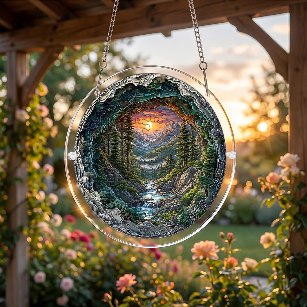 Acrylic Jigsaw Puzzle Suncatcher - Stained Glass Decor -7