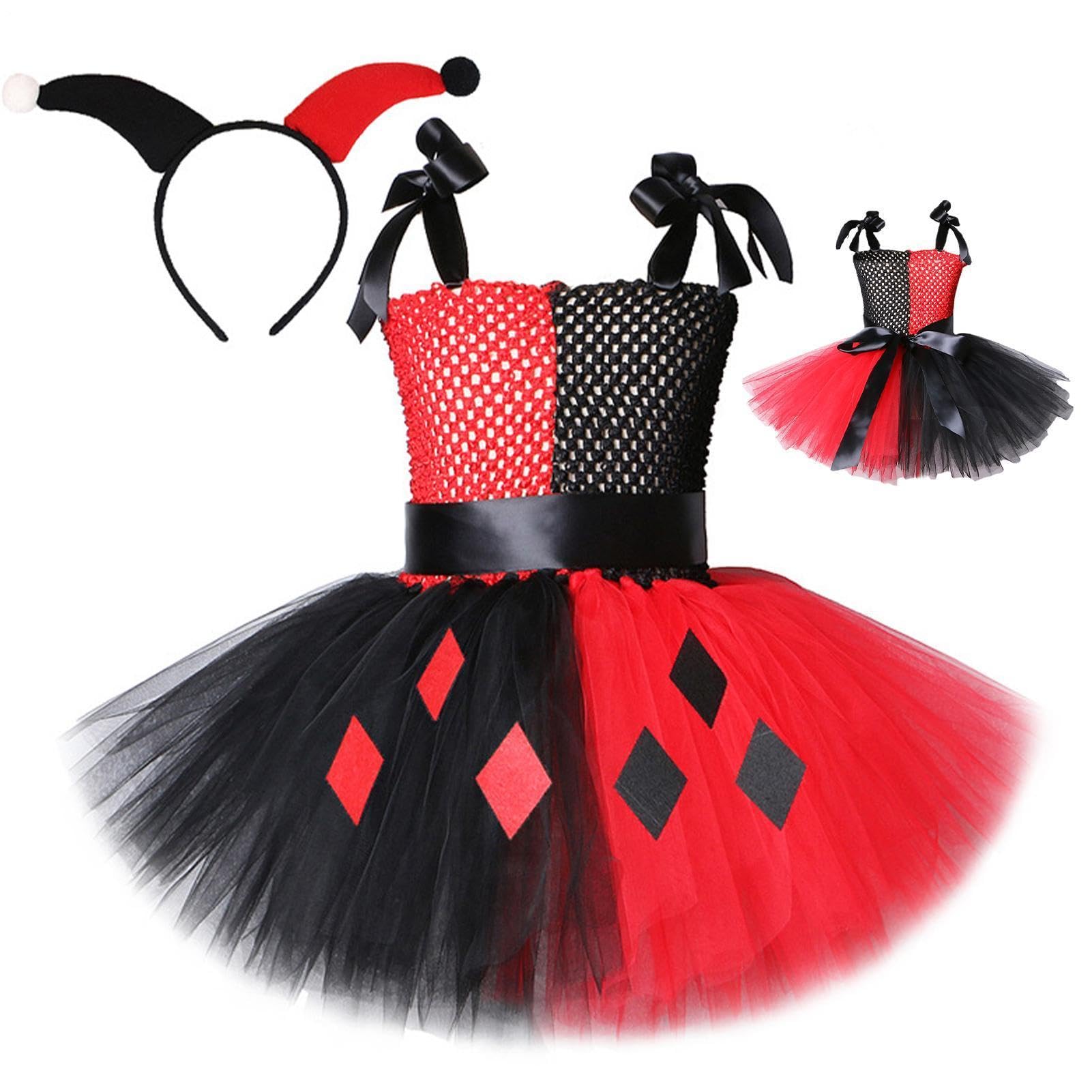 Generico Costume Clown Per Bambine Divertente Vestito Tutù Di Halloween Con