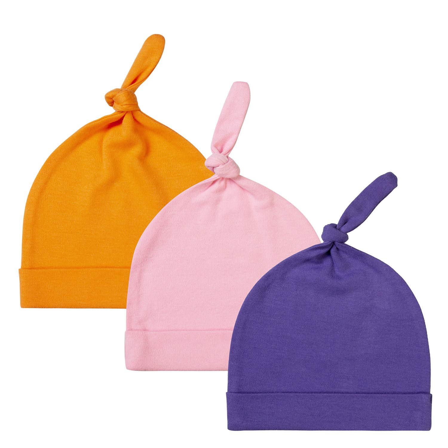 BKDUniex Baby Hats for 0-9 Months 3-Pack Newborn Baby Boys Girls Beanie 100% Organic Cotton - Soft Knotted Infant Cap