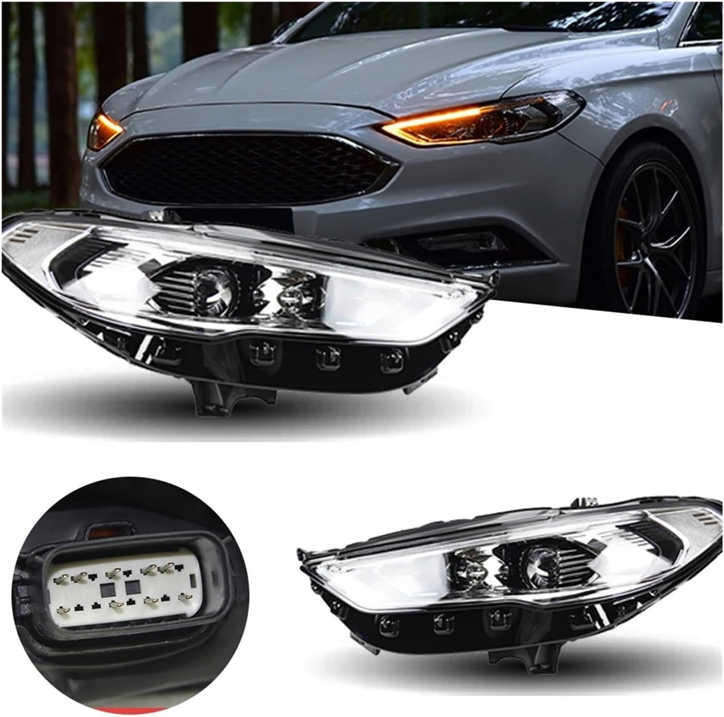 Automobile LED Headlight Compatible For Mondeo/Fusion LED Headlights 17-20 Head Lamp Car Styling DRL Signal Projector Lens Auto Accessories