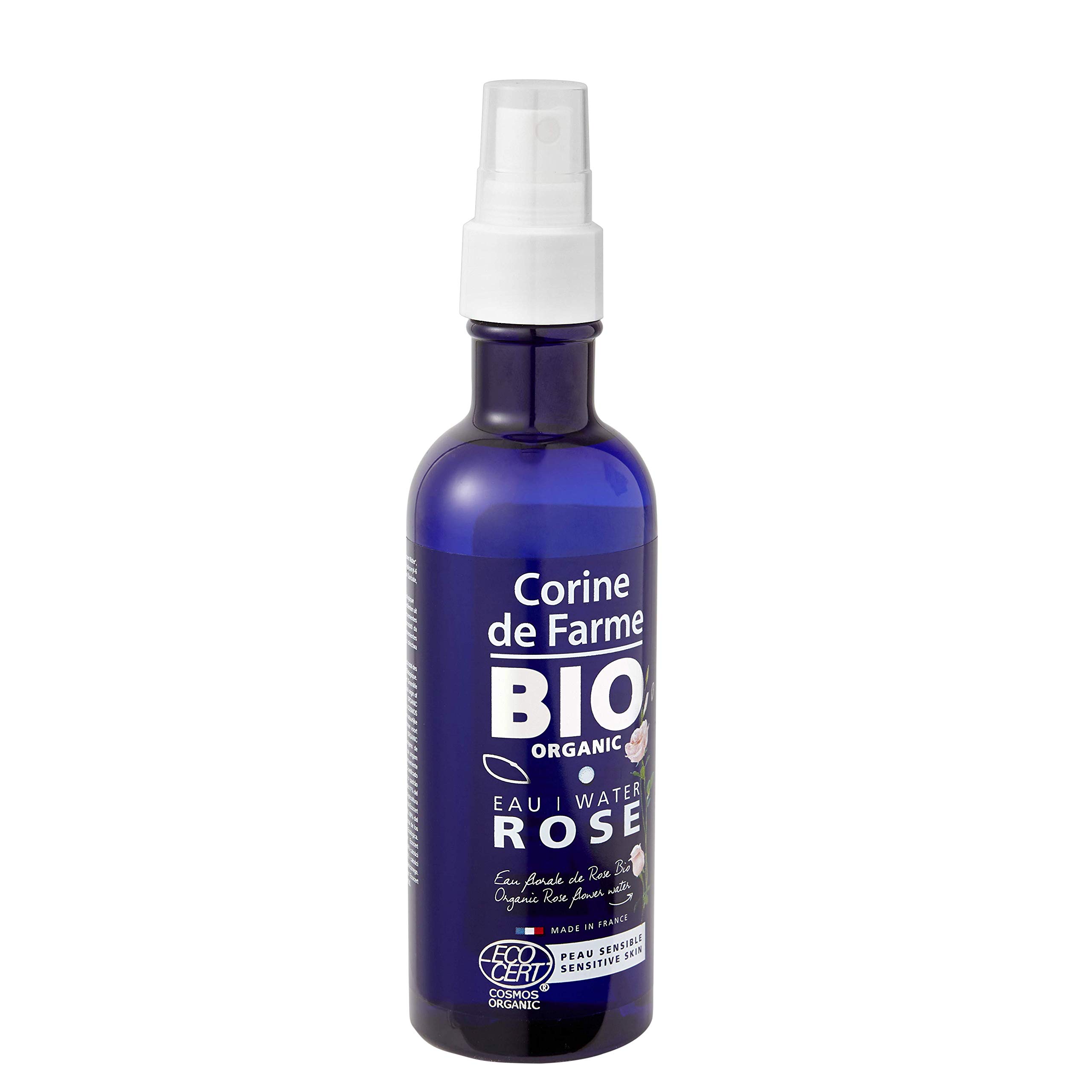 Corine de Farme | Bio-Rosenwasser | ECOCERT Cosmos Organic | feuchtigkeitsspendende Pflege | Anti-Rötungen für empfindliche Haut | Entworfen, hergestellt und verpackt in Frankreich, 2 x 200 ml