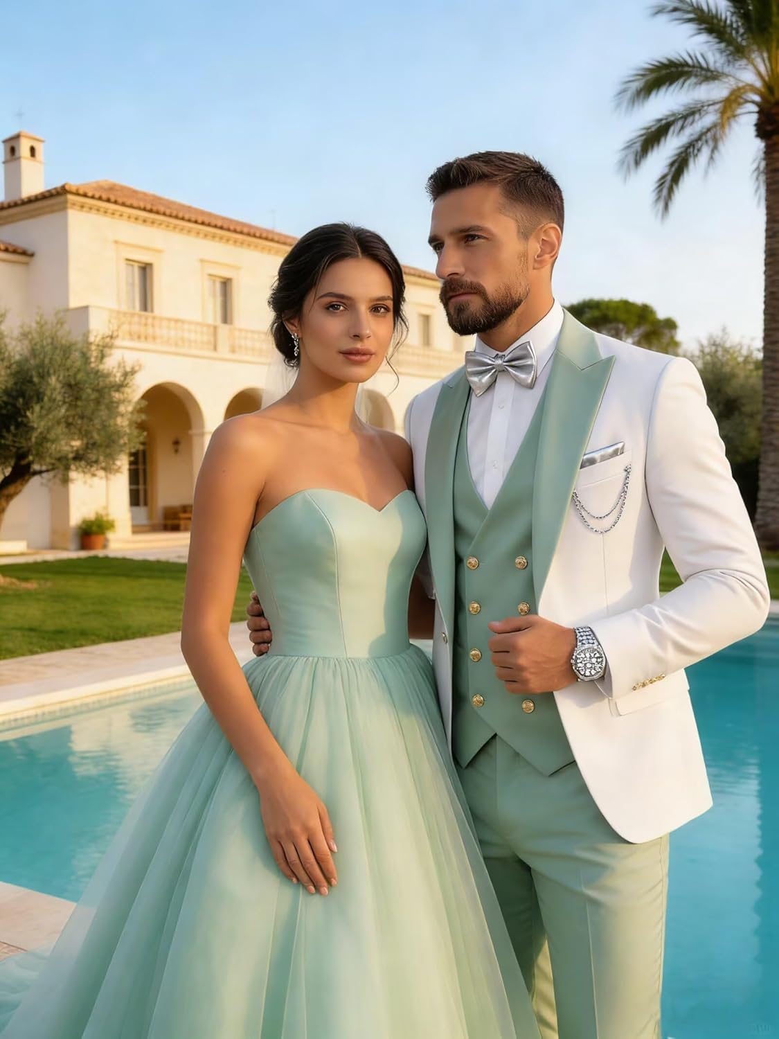 XDlELAN Men's 3 Piece Tuxedo Slim Fit for Men Tuxedo Suit Double Breasted with Tie for Wedding Groom Business Tuxedos