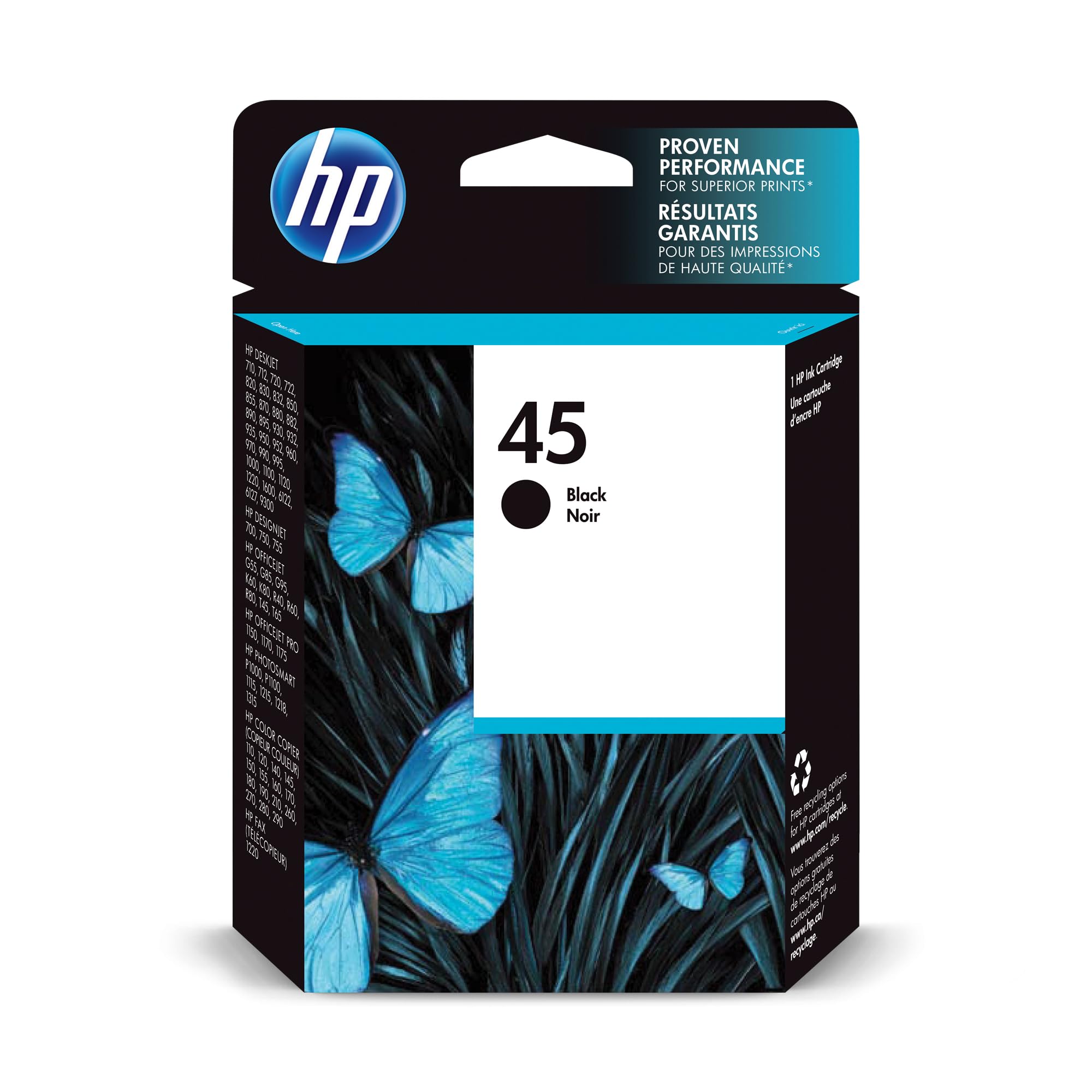 HP 51645AE 45 Large Original Ink Cartridge, Black, Single Pack