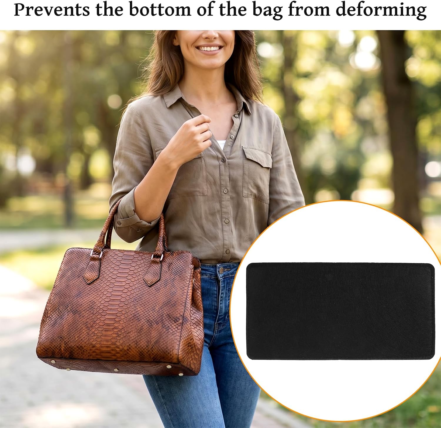 2Pcs Felt Base Shaper, 12x6 Inch Rectangle Bag Bottom Shaper Pad, Bags Stabilizer Liner, Purse Liner Board Insert Arc Corner for Handbags Tote Crossbody Bag Backpack, Black