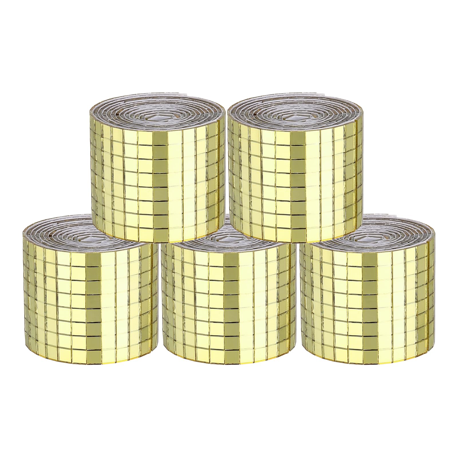 sourcing map 9600 Pcs Mirror Mosaic Tiles 5 x 5 mm Square Glass Self-Adhesive Disco Ball Mirror Tiles Sticker for DIY Craft Decoration Art Collage Card Making, Gold โ image 1