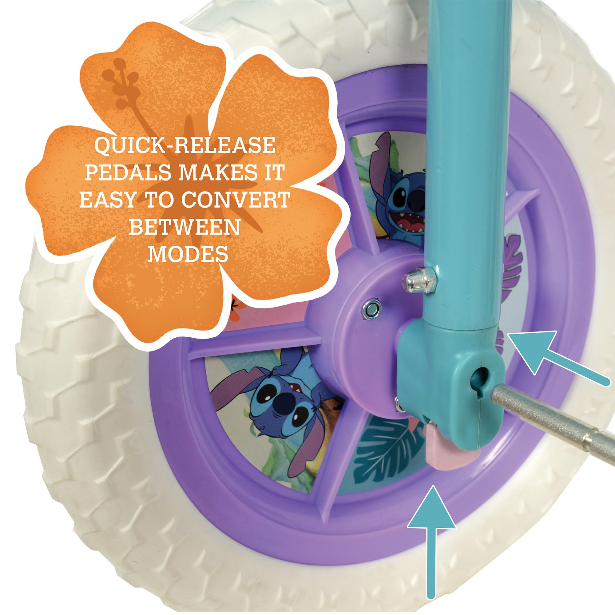 Stitch Vélo d'entraînement 2 en 1 pour tout-petits – Vélo d'entraînement et d'équilibre convertible pour filles et garçons de 2 ans et plus avec pédales amovibles et stabilisateurs – Vélos réglables