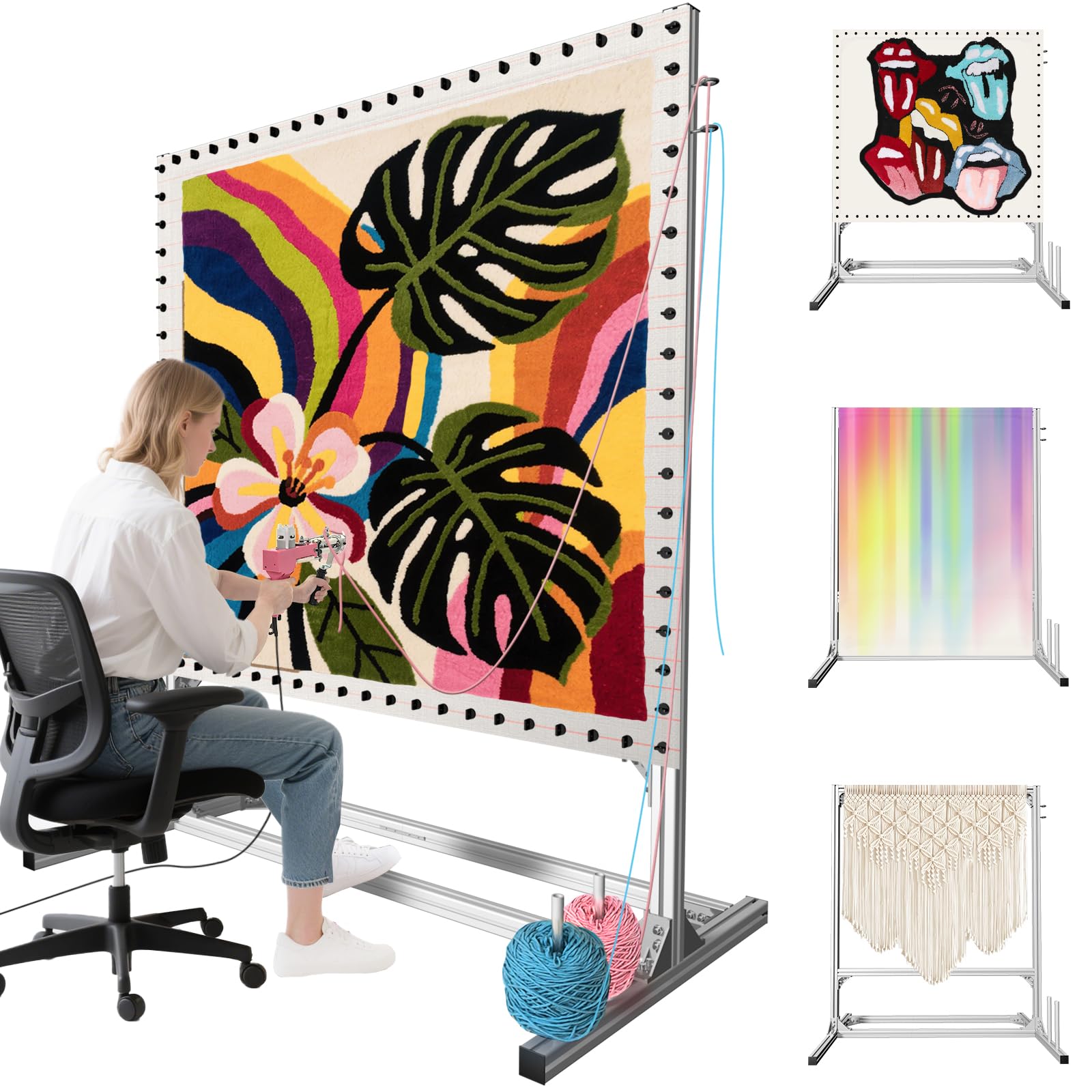 Rug Tufting Frame 70 Inches, Aluminum Metal Tufting Frame Kit for Rug Making, A Safer Tufting Cloth Stand for Tufting Beginners and Lovers-image-9
