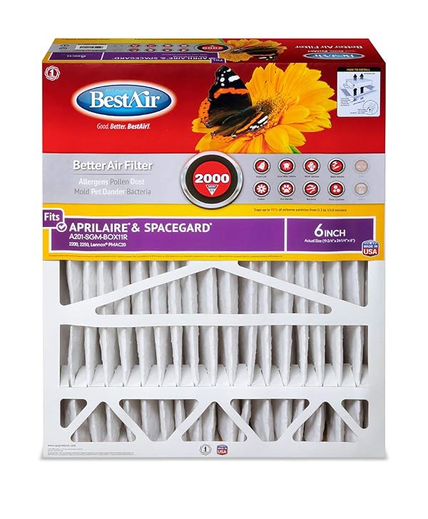 BestAir A201-SGM-BOX-11R A201-SGM-BOX11R Air Cleaning Furnace Filter with Cardboard Frame, MERV 11, for Aprilaire/SpaceGard 2200, 2250 (201) & Lennox PMAC-20C 24", 20" x 25" x 6", Single Pack by BestAir - Image 3
