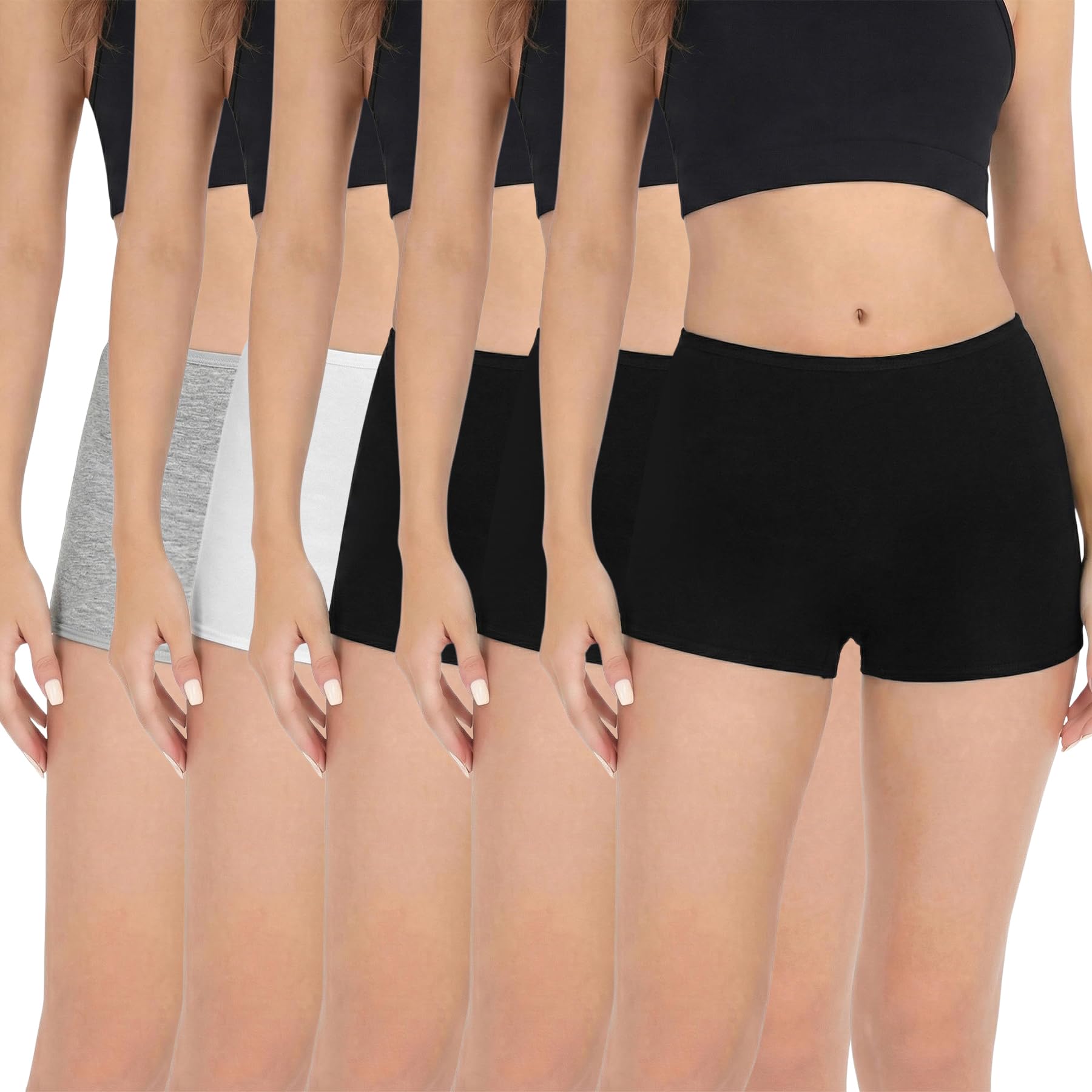 Marvmys Damen Boxershorts Baumwolle Unterwäsche Atmungsaktiv Bequem Weich Mittelhohe Panties Multipack S-XXL