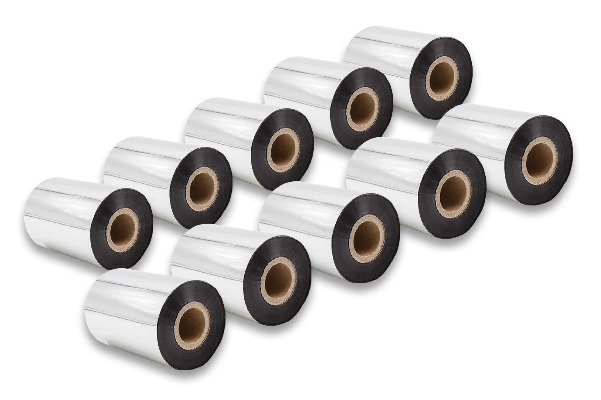vhbw 10x nastro trasferimento termico compatibile con TSC TTP-345, TTP-344M Plus etichettatrice, indelebile, 90mmx300m, cera di qualità plus