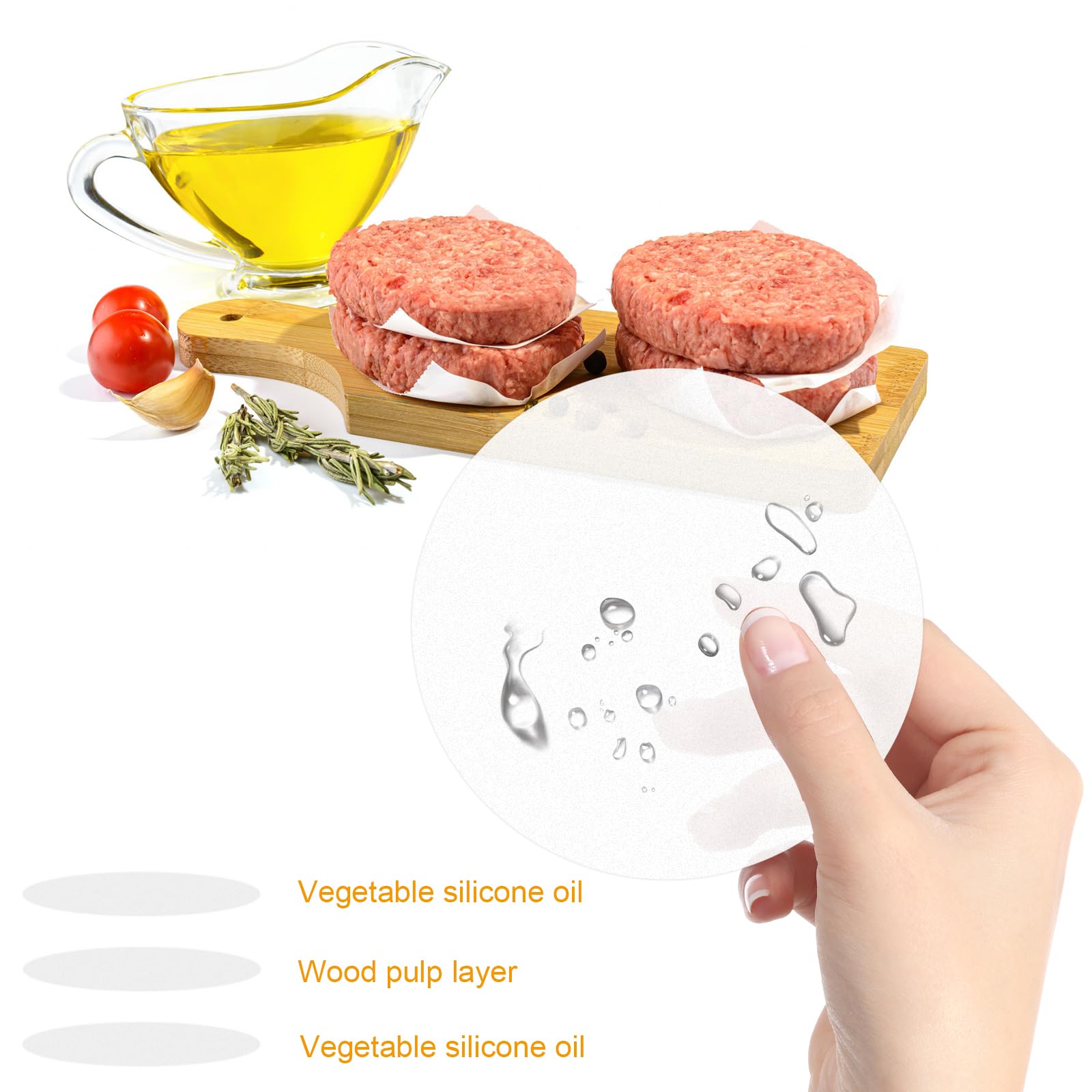 Hugwish 2000 Pcs Papier Steak Haché Rond 11.5 Cm Pour Presse Steak
