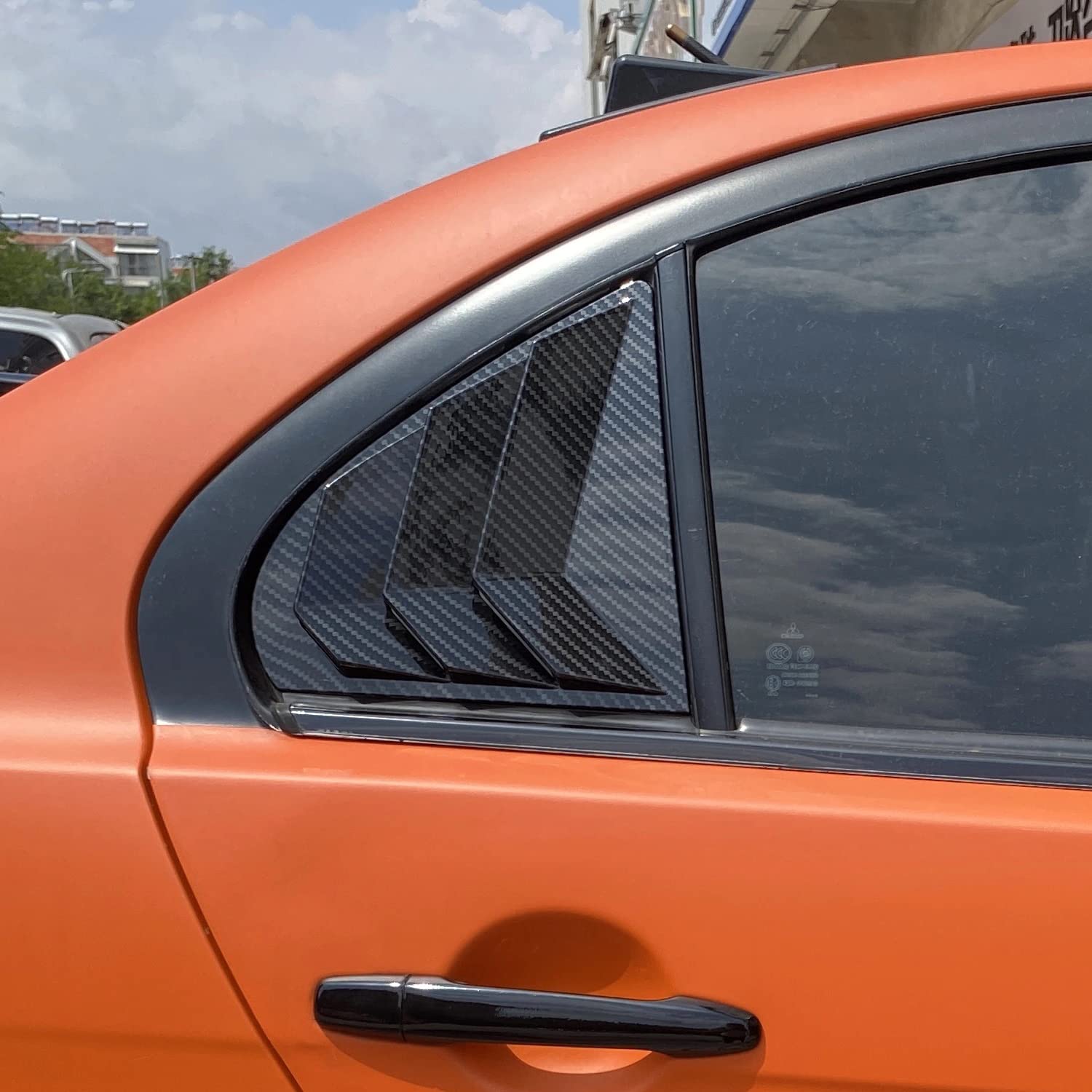 HIGH FLYING for Mitsubishi Lancer 2008-2017 Car Exterior Accessories Back Window Scoop Louver Cover ABS 2pcs (Carbon Style)