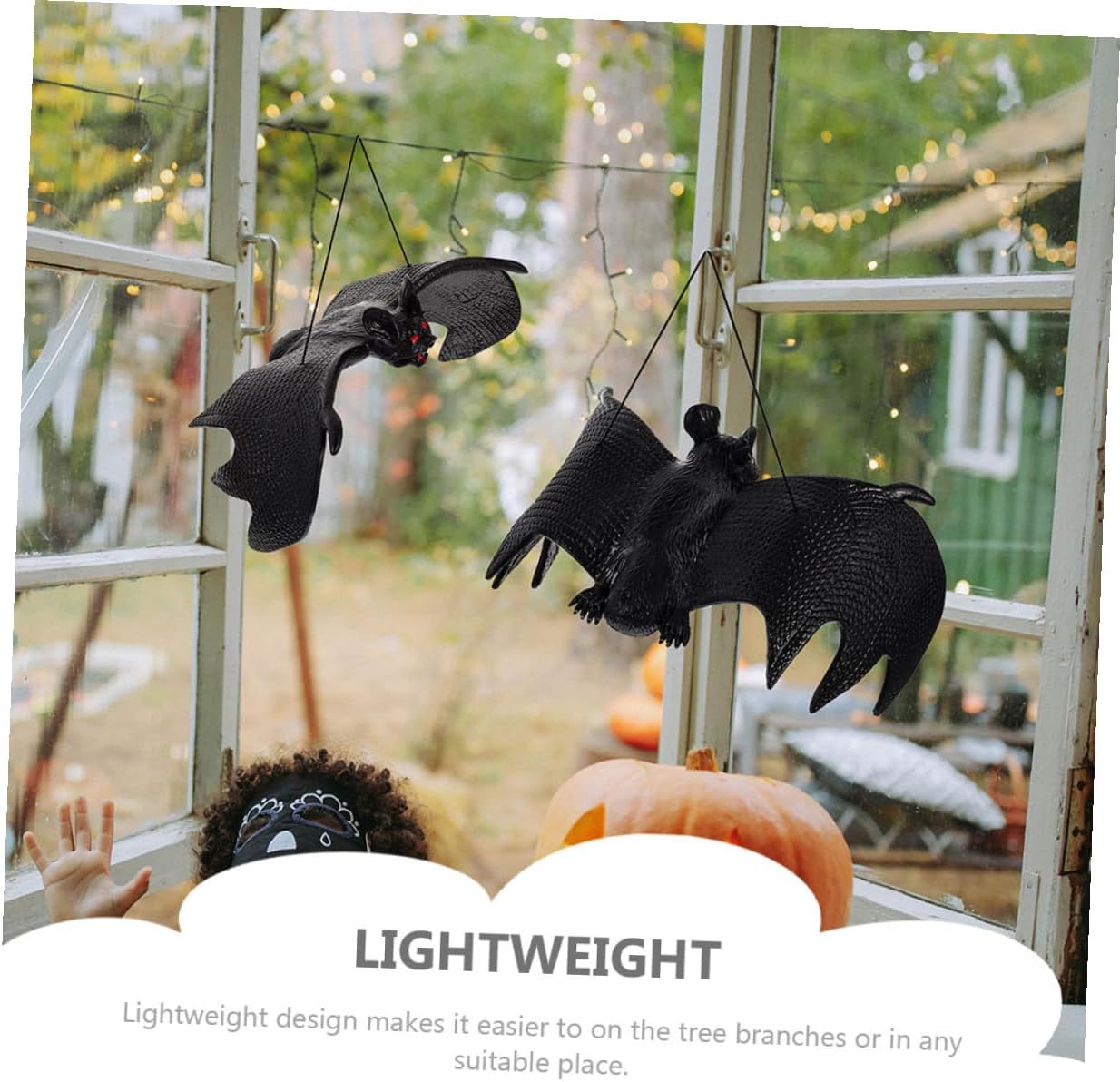 OSALADI Realistic Halloween Bat Pendants, 10pcs Hanging Outdoor Decorations, Rubber Vivid Bat Ornaments for Festive Party Décor and Halloween Supplies