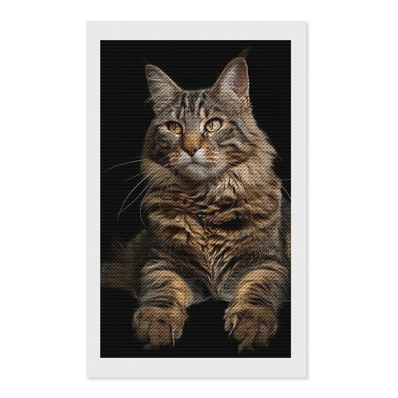 Junmoney American Bobtail Diamond Painting Set 12"x20", for Beginners, Modern Decor, Simple to Start, Gift Idea, Pleasing Wall Art Project
