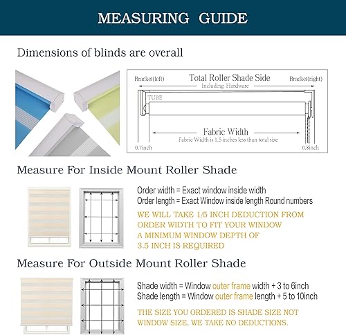 Miniatura 7 de Blackout - Persianas enrollables sin cordones estilo cebra de tela transparente de doble capa con cubierta superior blanca, protección de