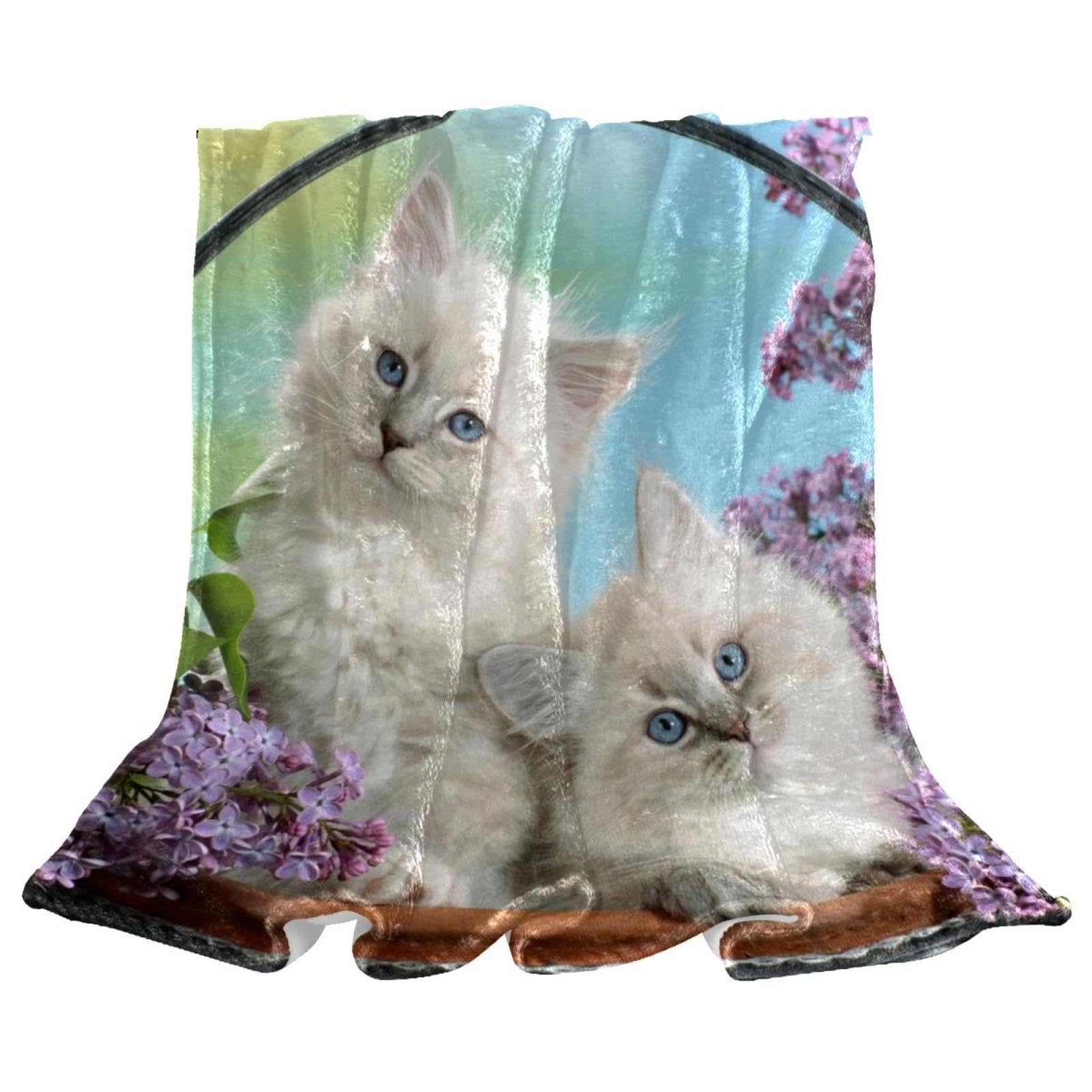 Couverture de lit pour chambre en polaire douce au motif chat mignon haut de gamme 150x130