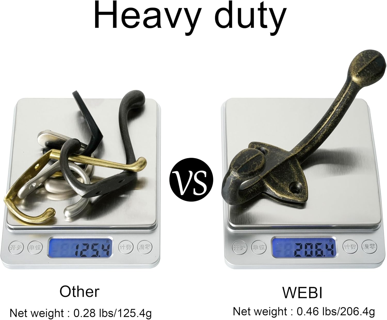 WEBI Rustic Coat Hooks Wall Mount,5 Cast Iron Wall Hooks for Hanging Heavy Duty Vintage Antique Decorative Wall Hanging Hooks for Backpack,Robe,Towel,Clothes,Farmhouse,Closet,Mudroom,Black&Gold