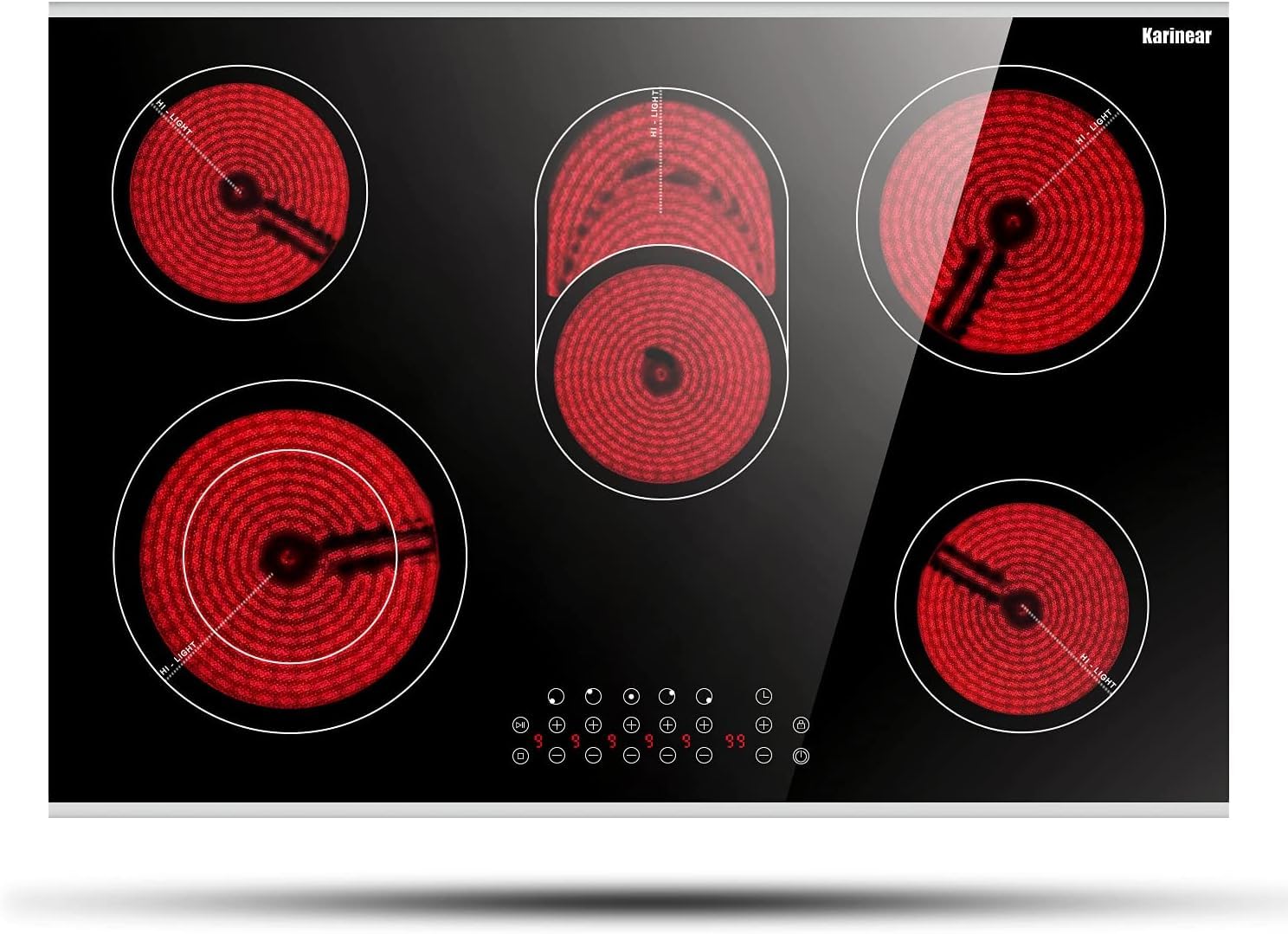 Karinear Ceramic Hob, 60cm Built-in 4 Zones Electric Cooktop with Dual Oval Zone 6600W, Hard Wired, No Plug Included — view 13