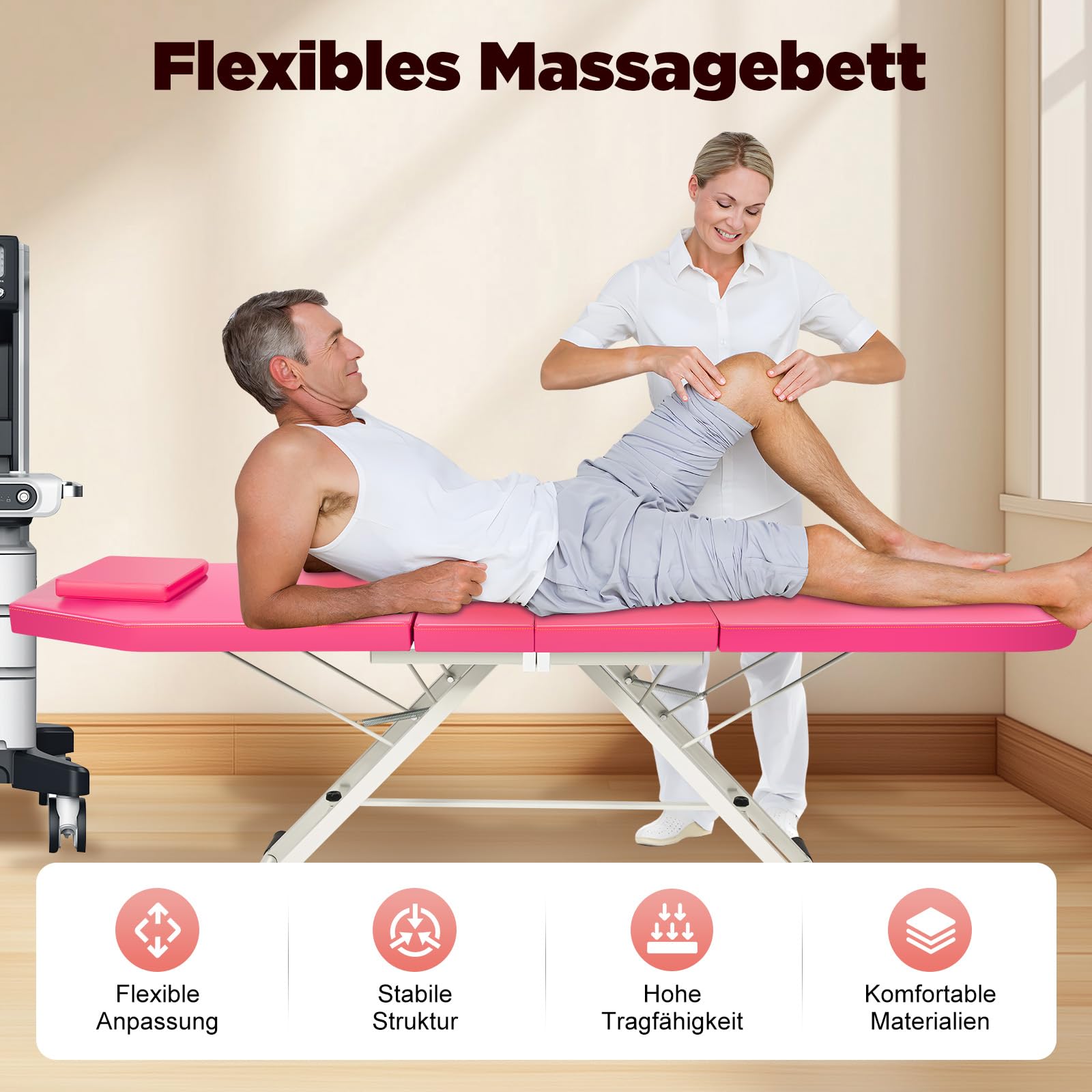 Camilla de masaje plegable de 3 zonas con reposacabezas, capacidad de carga de 250 kg, para spa, salón, tatuaje, belleza, silla de masaje plegable ajustable, mesa de masaje de acero