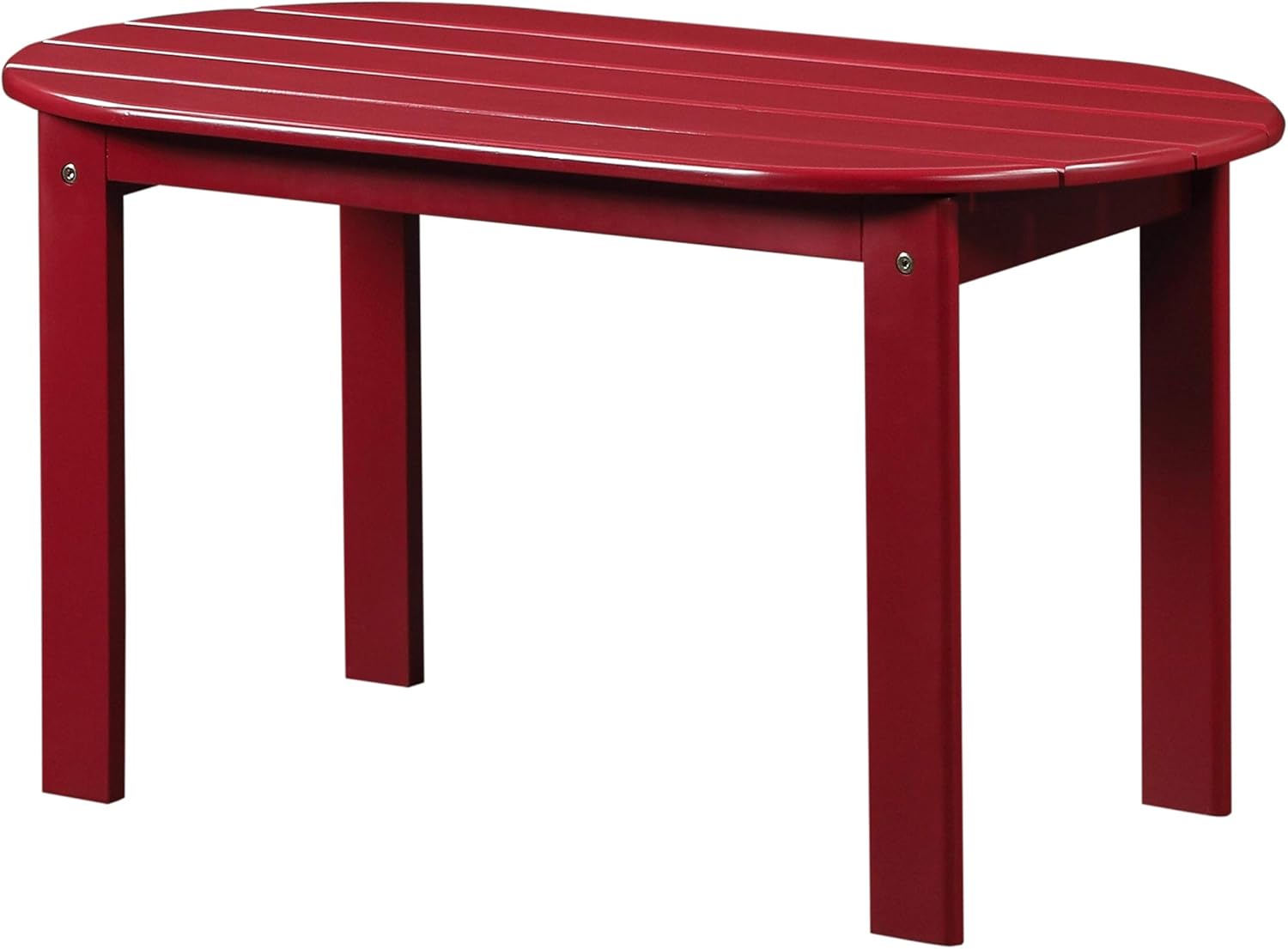 Benjara Outdoor Wooden Coffee Table with Slatted Oblong Shape Top, Red,