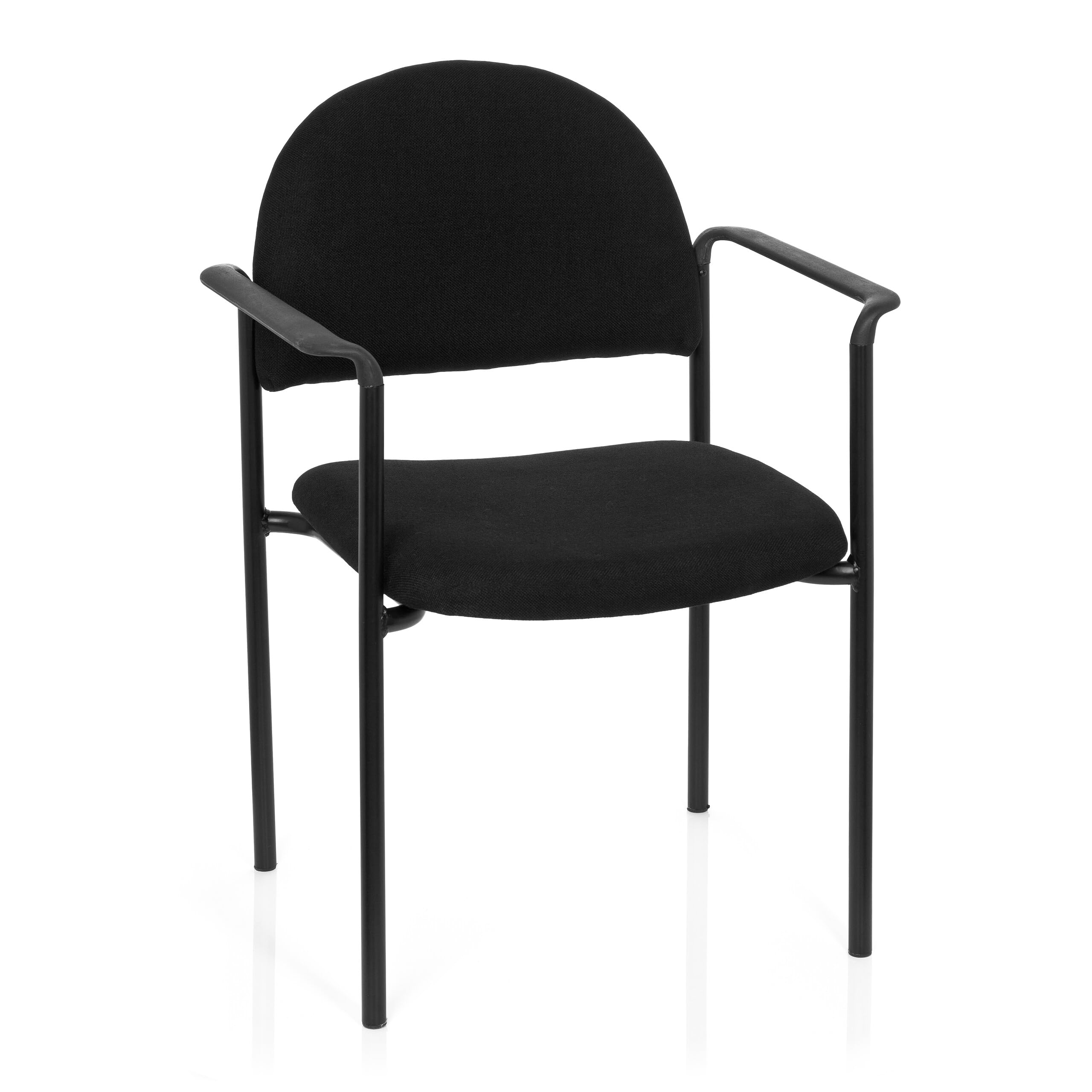 hjh OFFICE 704330 XT 700 Chaise de conférence empilable à quatre pieds rembourrée avec accoudoirs Noir