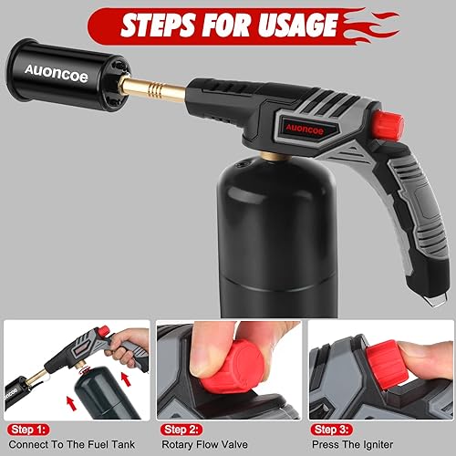 Miniatura 3 de Potente antorcha de propano para cocinar, parrilla culinaria de cocina, hornear, crema brulee y filete abrasador, iniciador de carbón al aire libre
