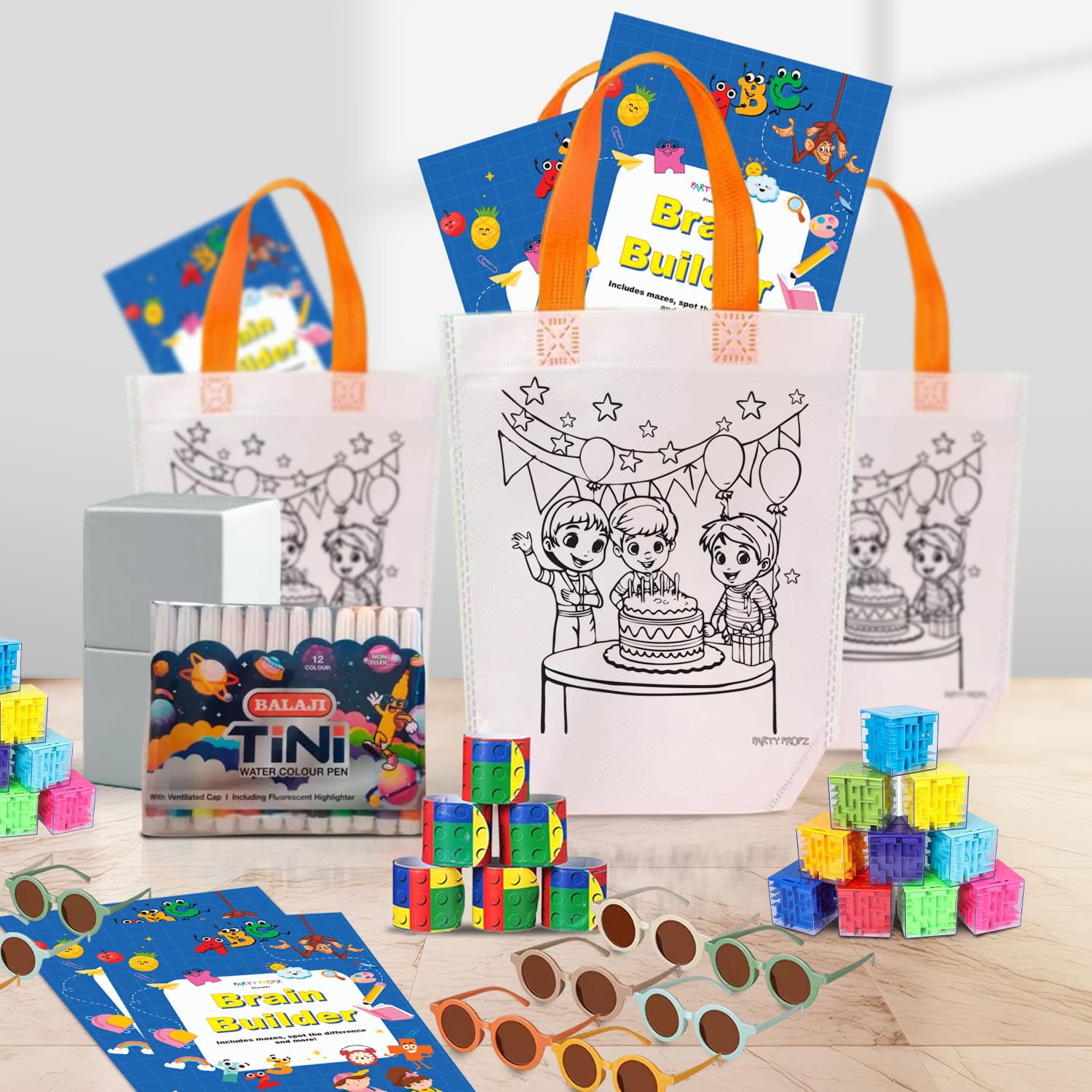 Party Propz Magic Combo Packs with Goody Bag - Set of 10 Party Favors Pack |Birthday Return Gifts for Kids |Return Gifts Bag |Return Gifts for Kids Age 6-8(70 Pcs),Multicolour
