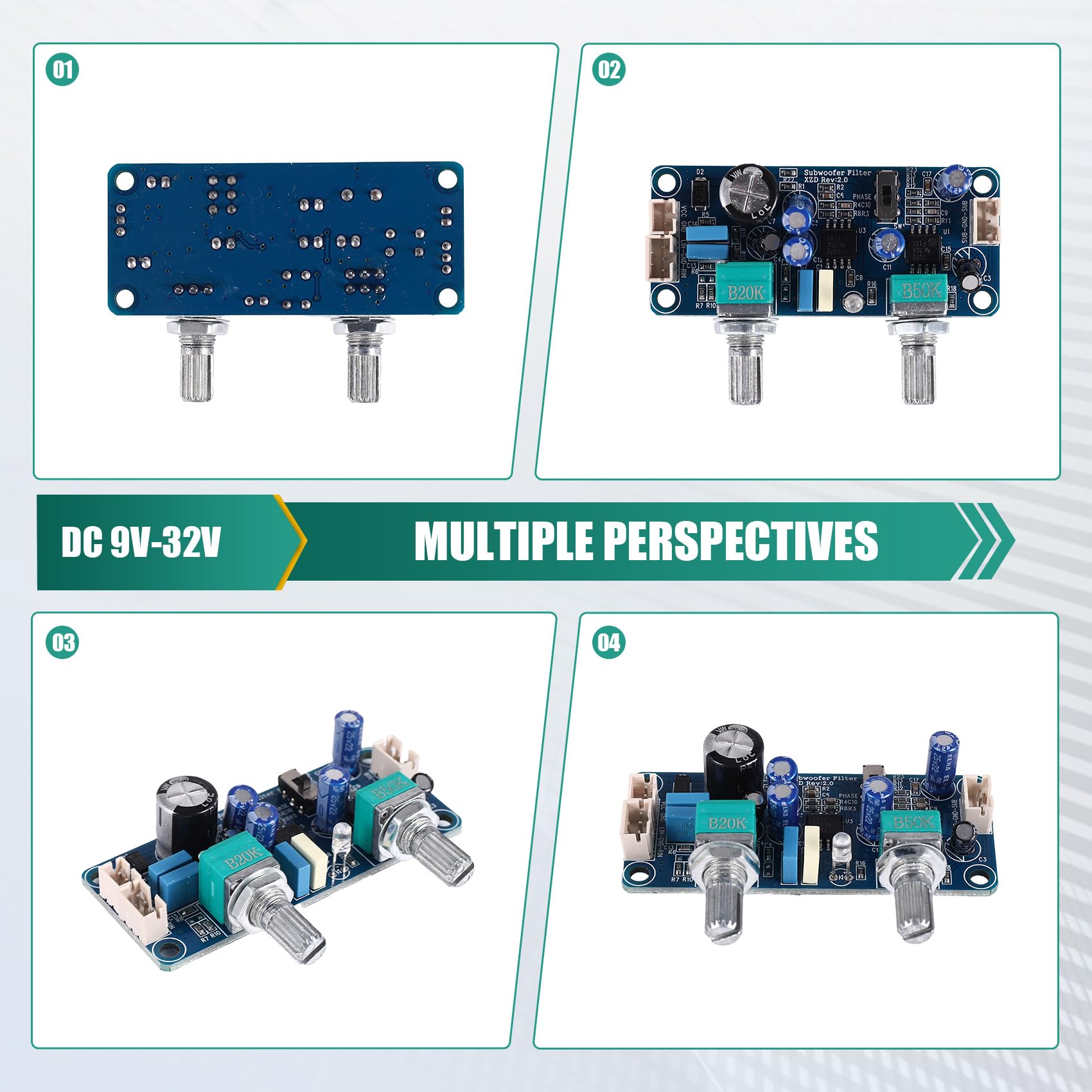Preamplificatore Subwoofer Filtro Passa Basso Scheda Amplificatore DC 9-32 V Regolazione Volume
