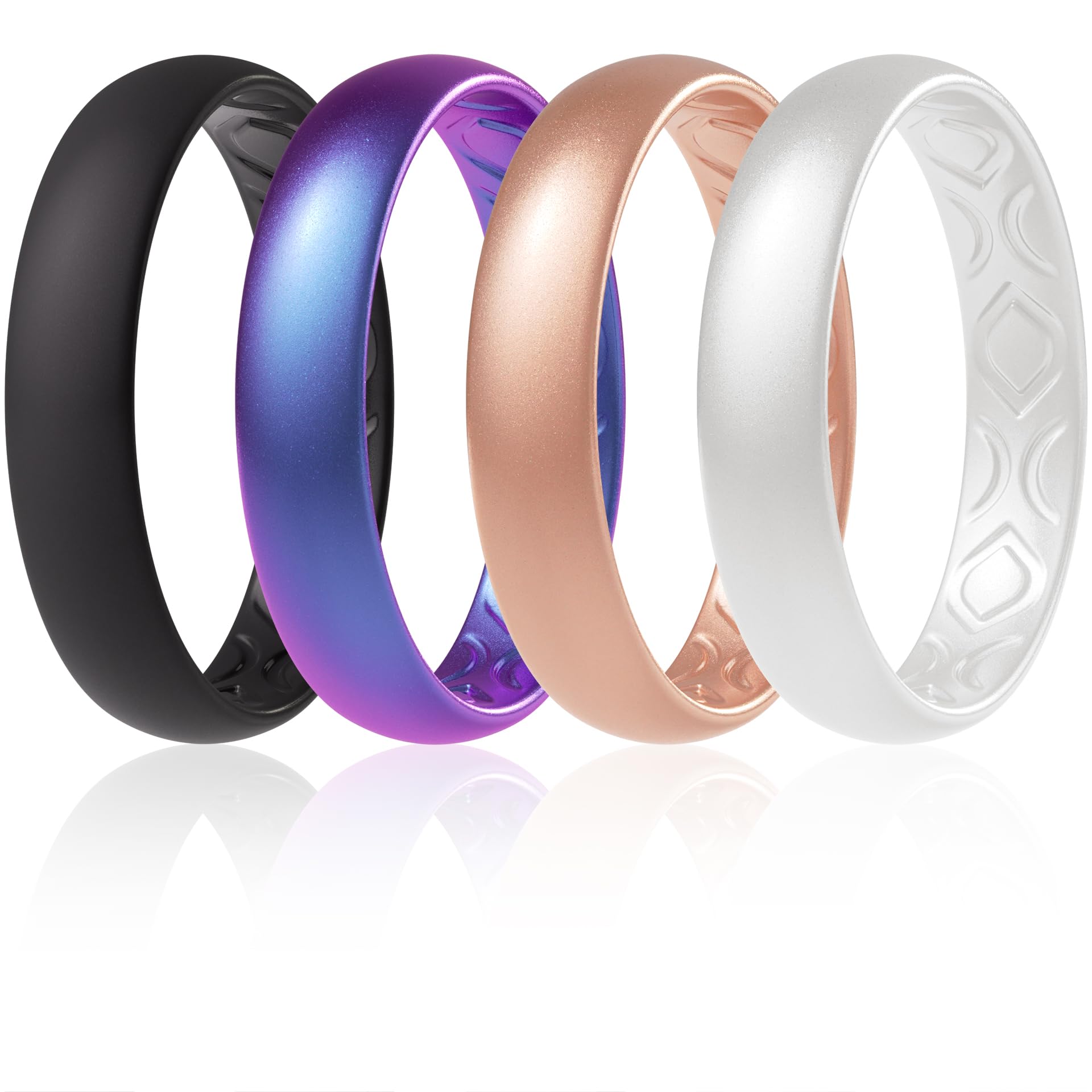 ThunderFit Women Breathable Silicone Bridal Rings Sets For Her, 4mm Wide