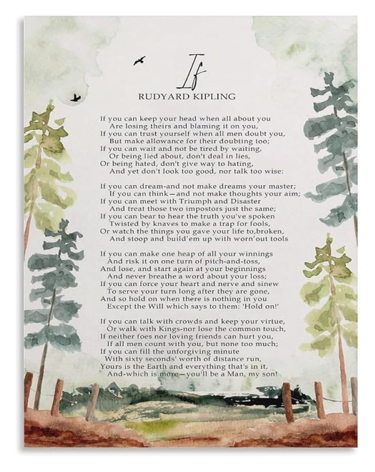 FOPURE Rudyard Kipling IF Poem - Inspirational Poster for Wall Decor & Literary Art(Framed,08x12inch(20x30cm))